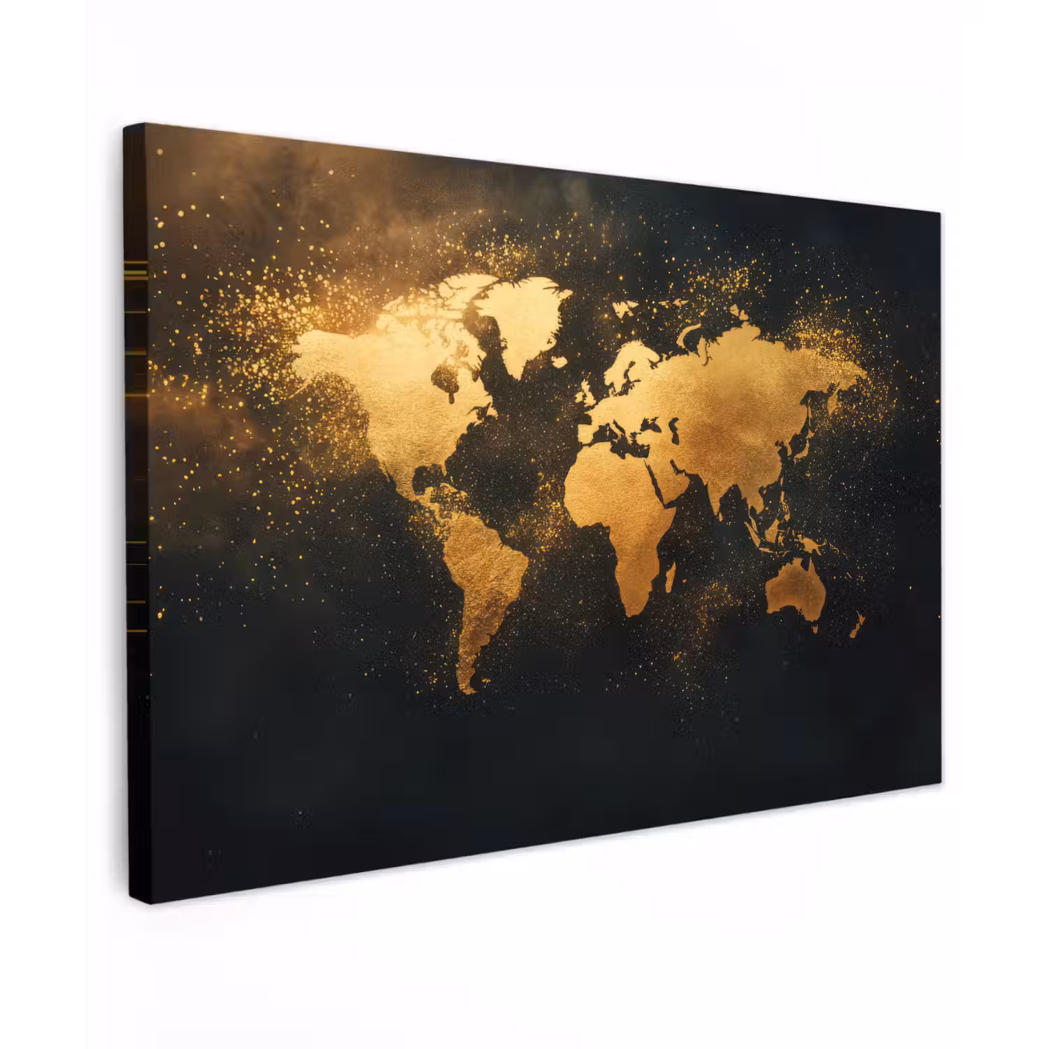 Wereldkaart - Sterrenbeelden - Gouden stippen Tuinposter op houten frame 2 cm dik klein -3d