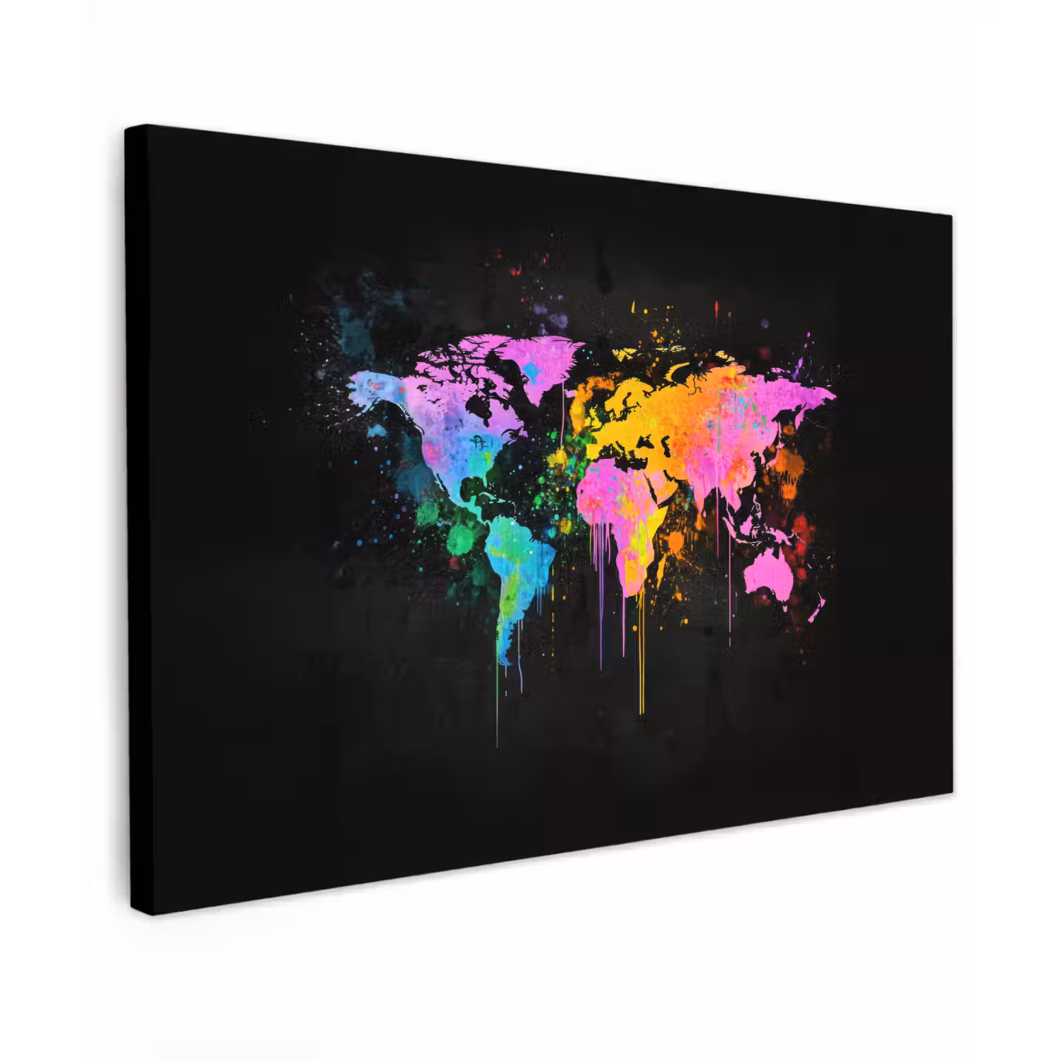 Wereldkaart - Druppen - Abstract - Roze Tuinposter op houten frame 2 cm dik klein -3d