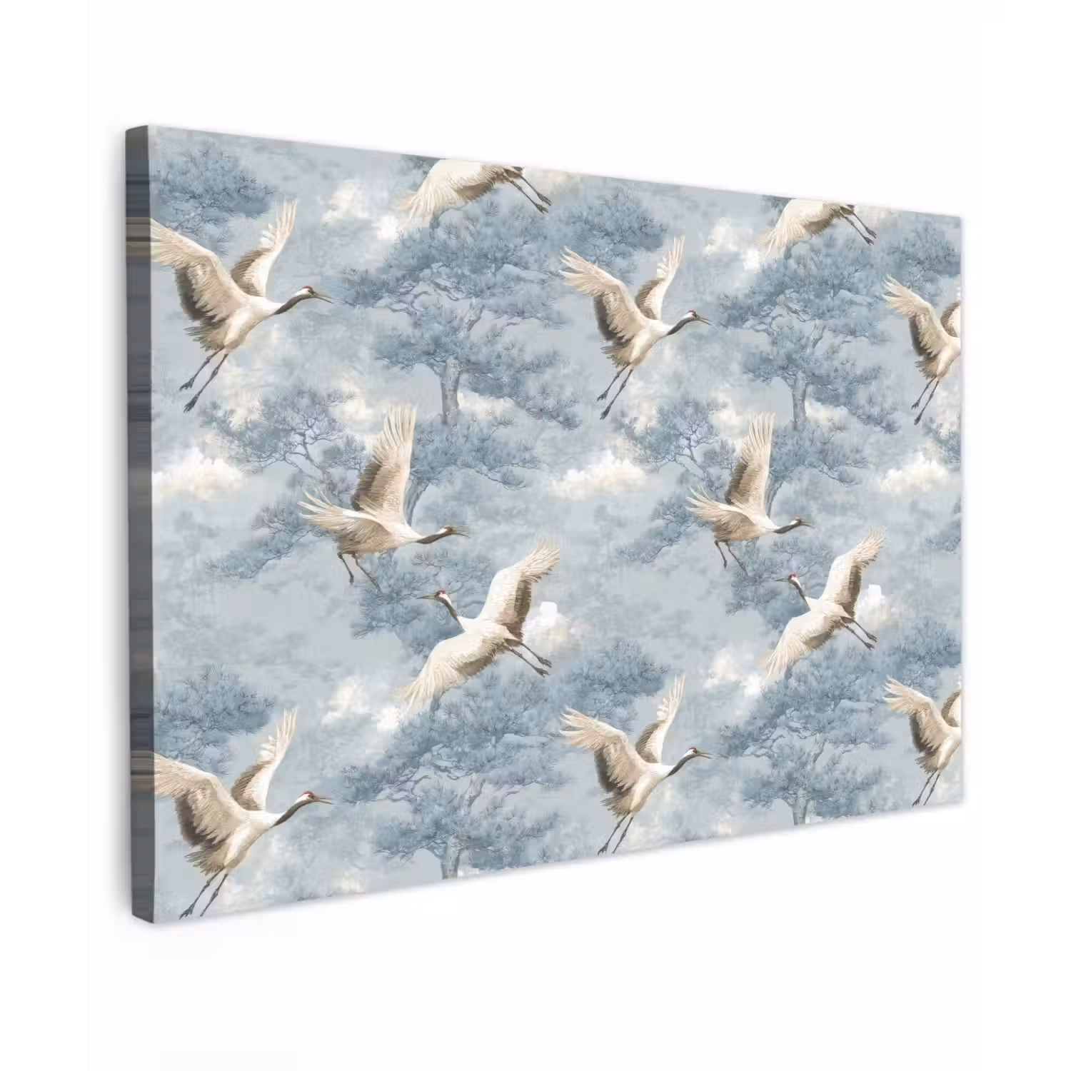 Wolken - Kraanvogels - Blauw Tuinposter op houten frame 2 cm dik klein 845 -3d
