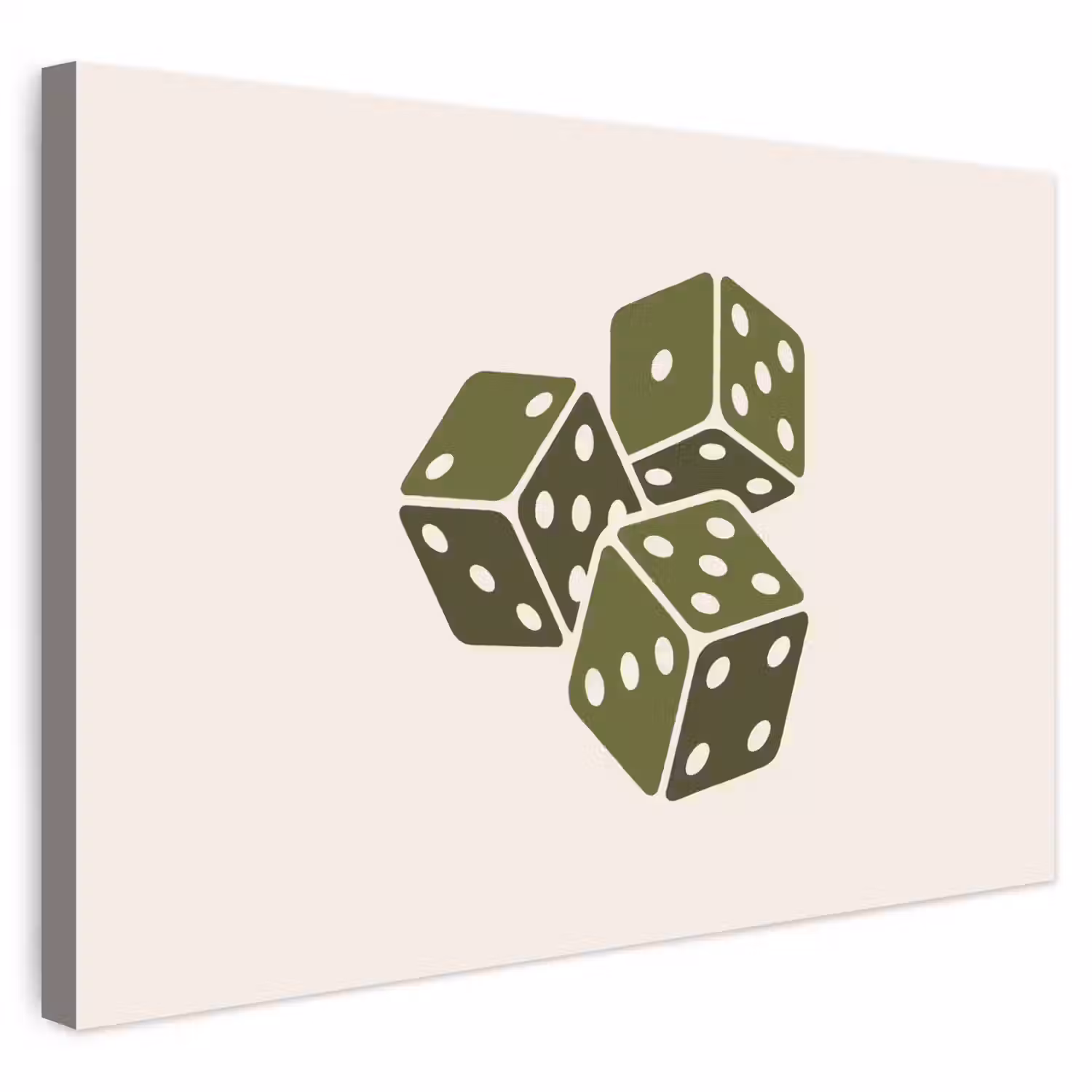 Dobbelsteen - Spel - Groen - Abstract Tuinposter op houten frame 2 cm dik klein -3d