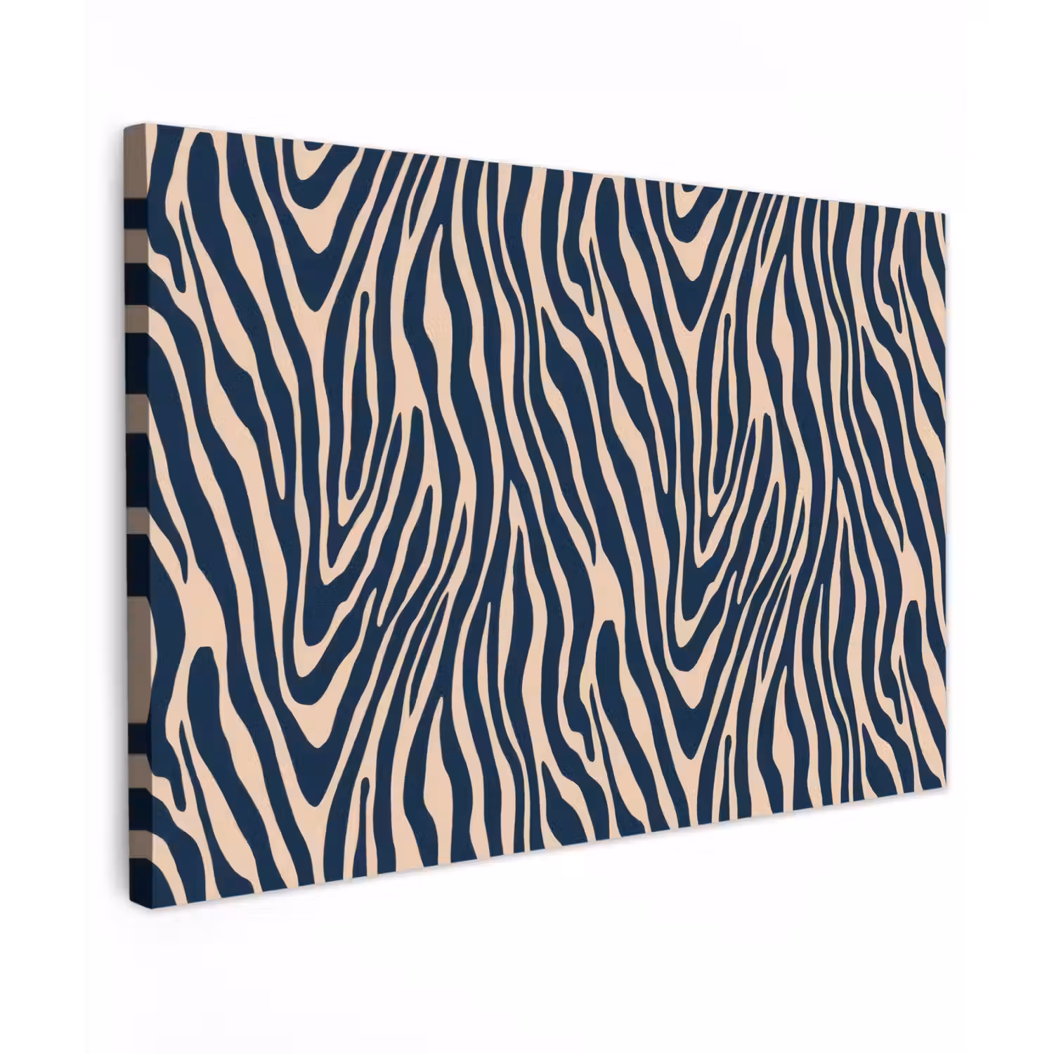 Zebra - Patroon - Blauw - Beige Tuinposter op houten frame 2 cm dik klein 845 -3d