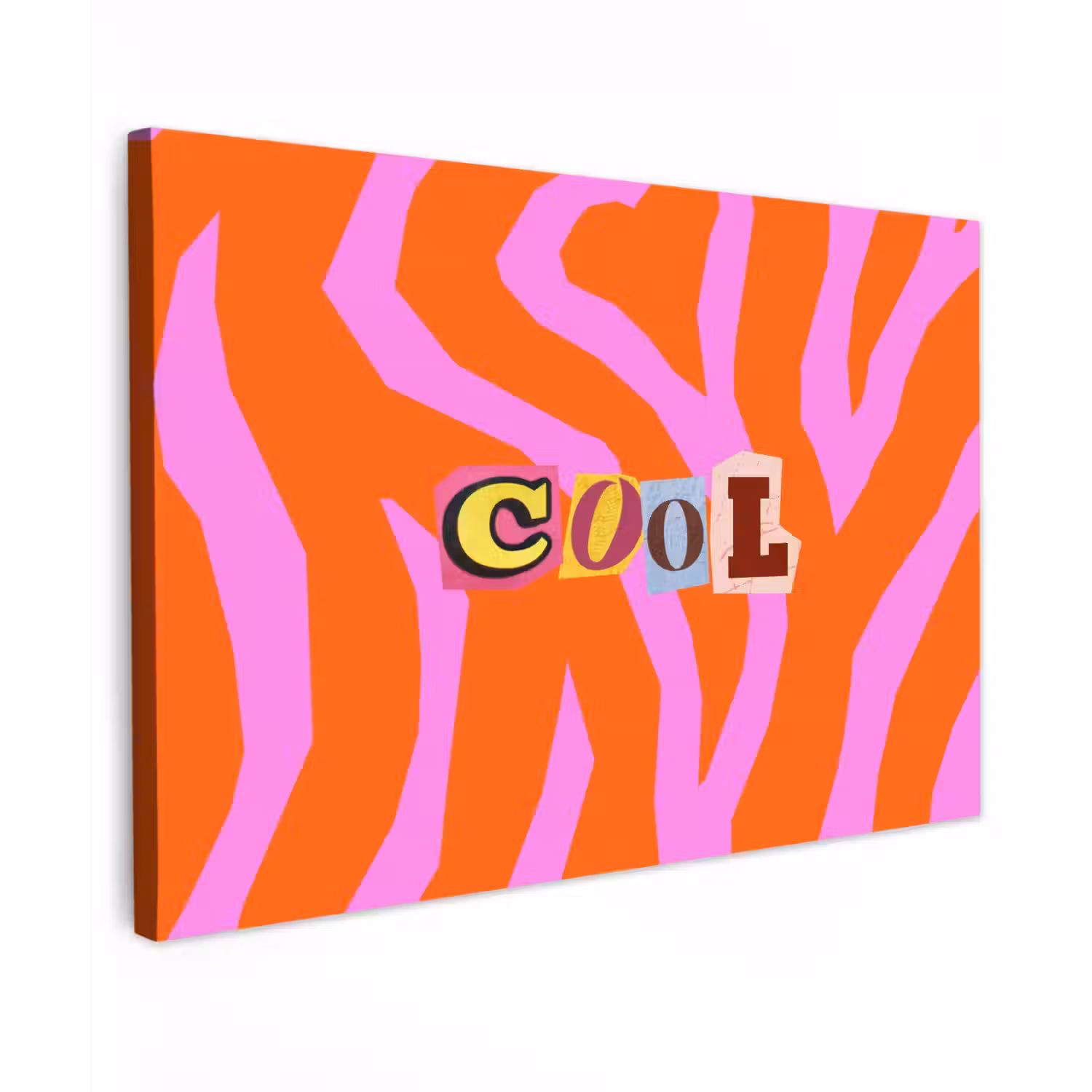 Zebraprint - Grafisch - COOL - Oranje Tuinposter op houten frame 2 cm dik klein -3d