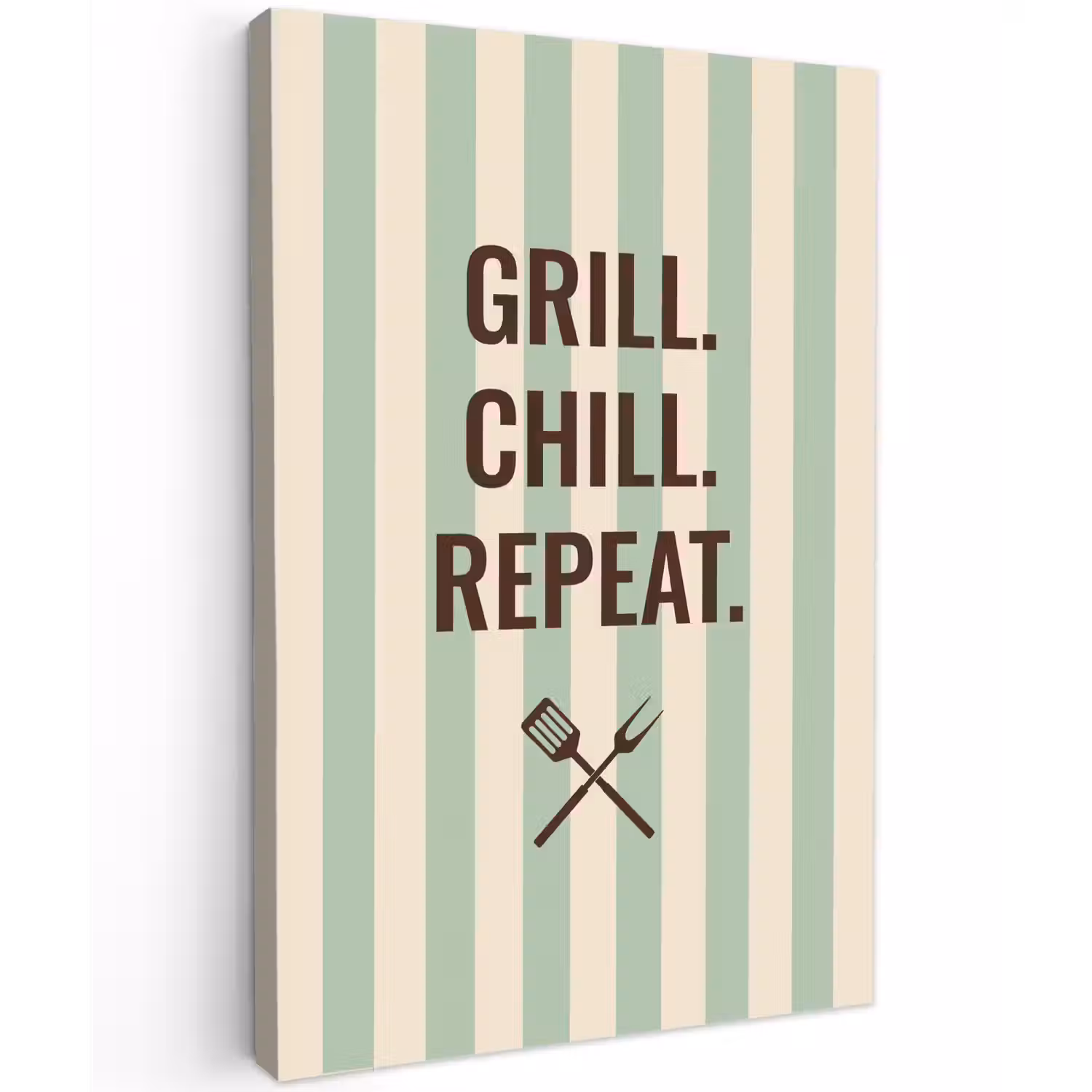 Quote - Strepen - Grill Tuinposter op houten frame 2 cm dik klein -3d