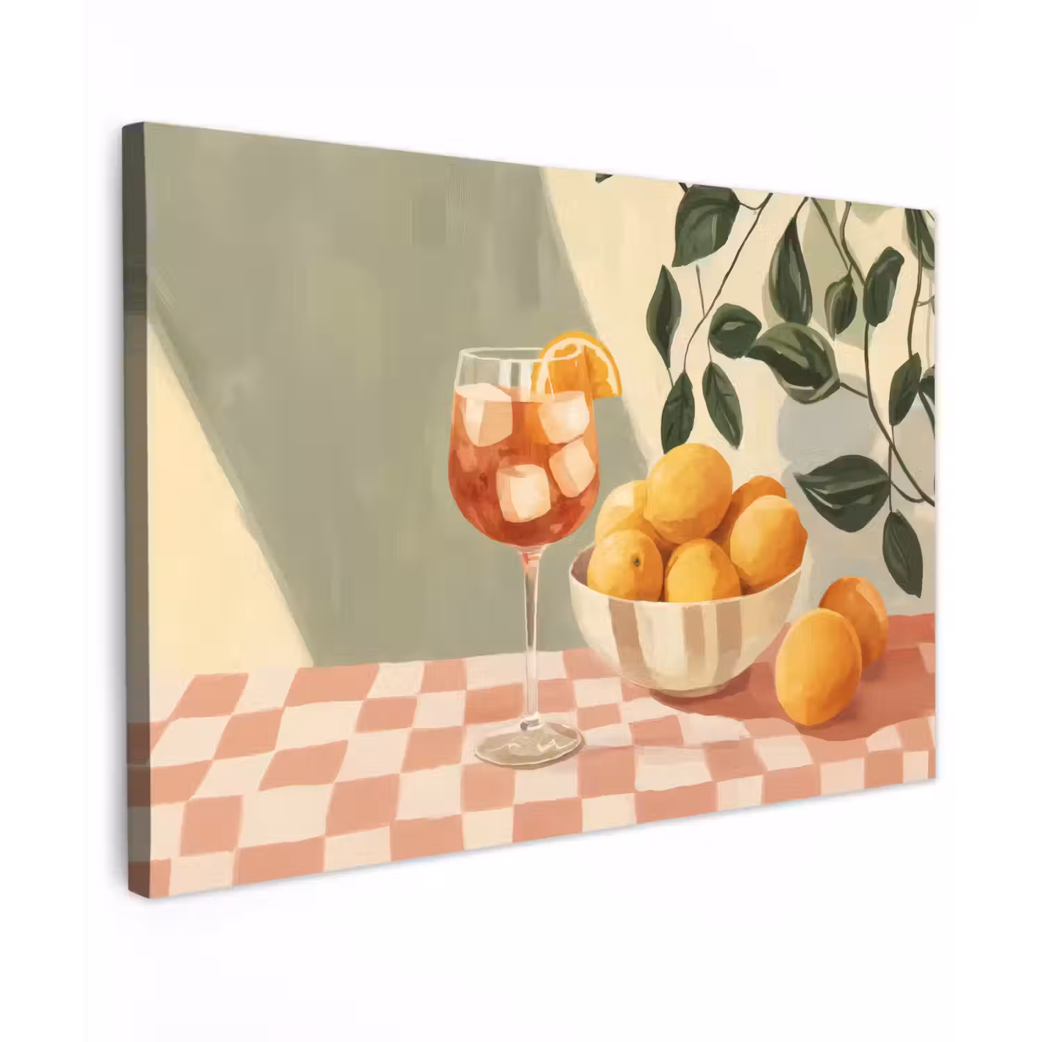 Citroenen - Glas - Tafelkleed - Geblokt Tuinposter op houten frame 2 cm dik klein -3d