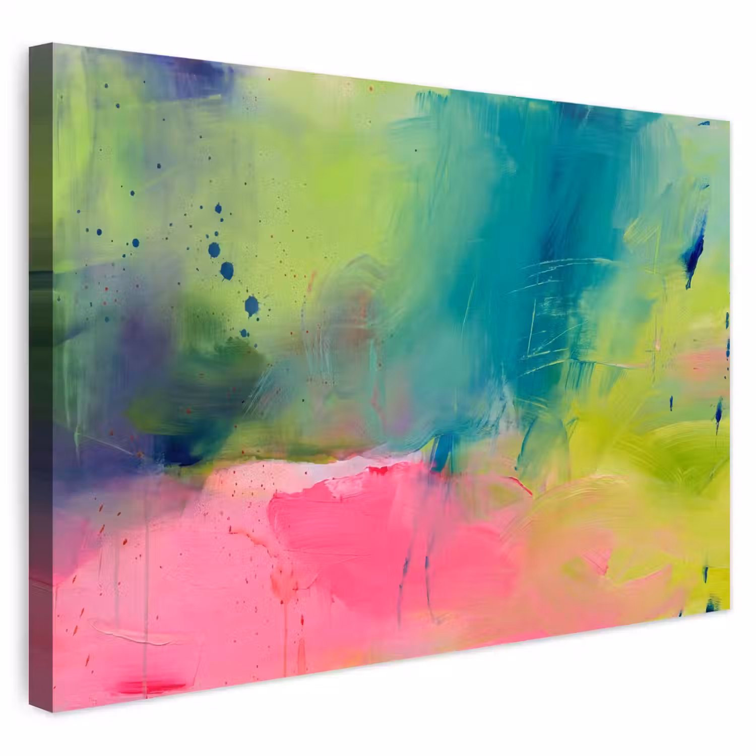 Abstract - Kleuren - Modern - Groen - Roze Tuinposter op houten frame 2 cm dik klein -3d