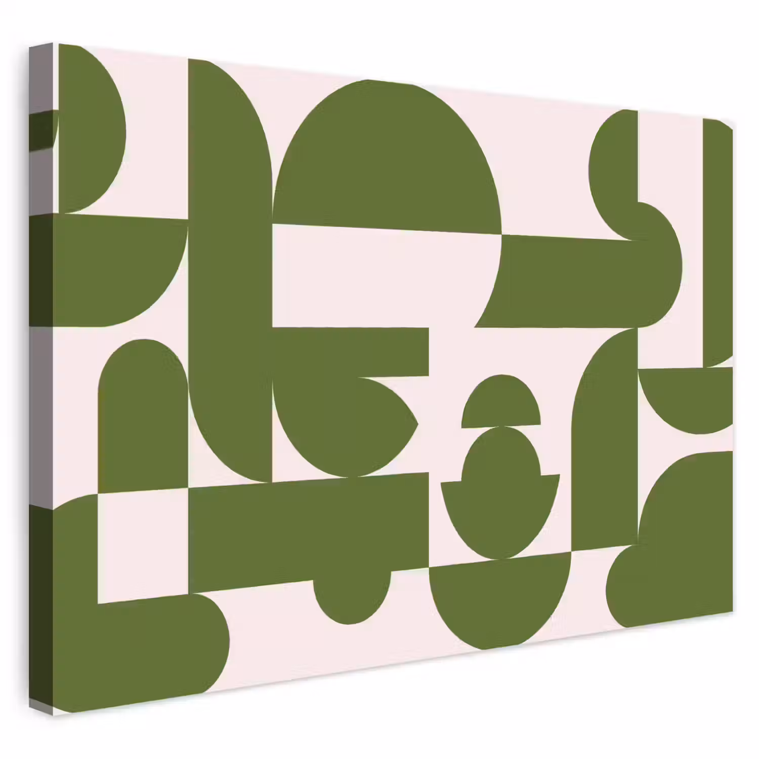 Abstract - Geometrie - Modern - Groen - Wit Tuinposter op houten frame 2 cm dik klein -3d