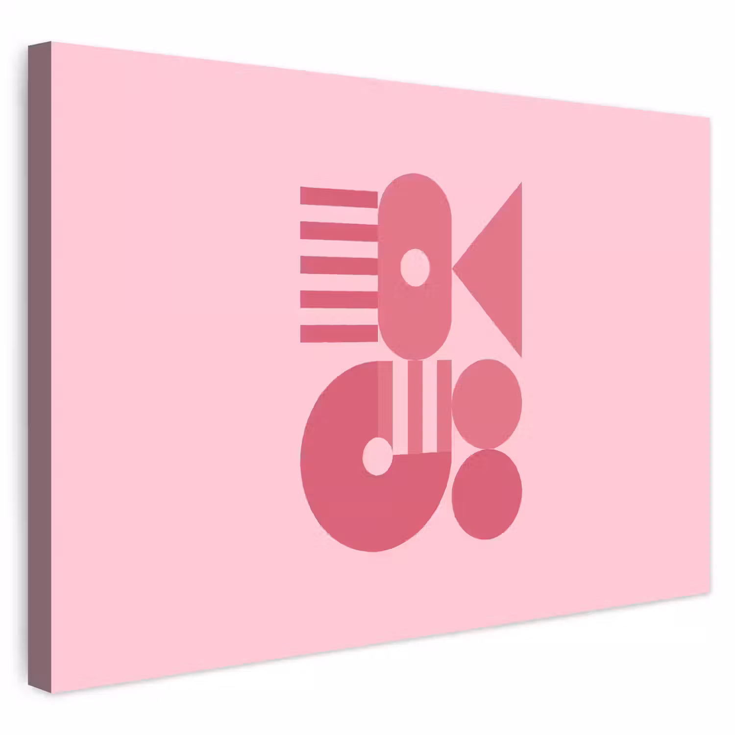Abstract - Geometrisch - Vormen - Roze Tuinposter op houten frame 2 cm dik klein -3d