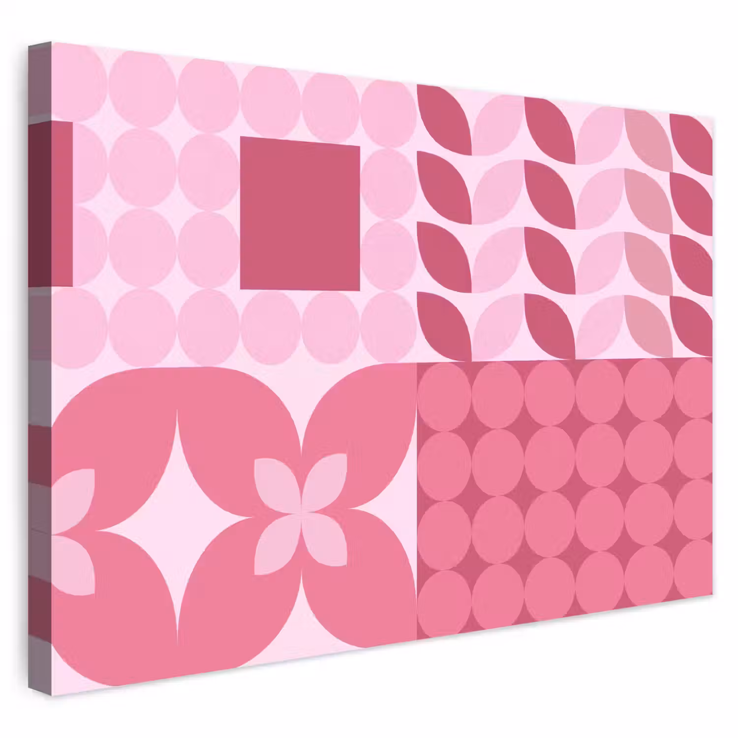 Abstract - Geometrisch - Patroon - Modern - Roze Tuinposter op houten frame 2 cm dik klein -3d