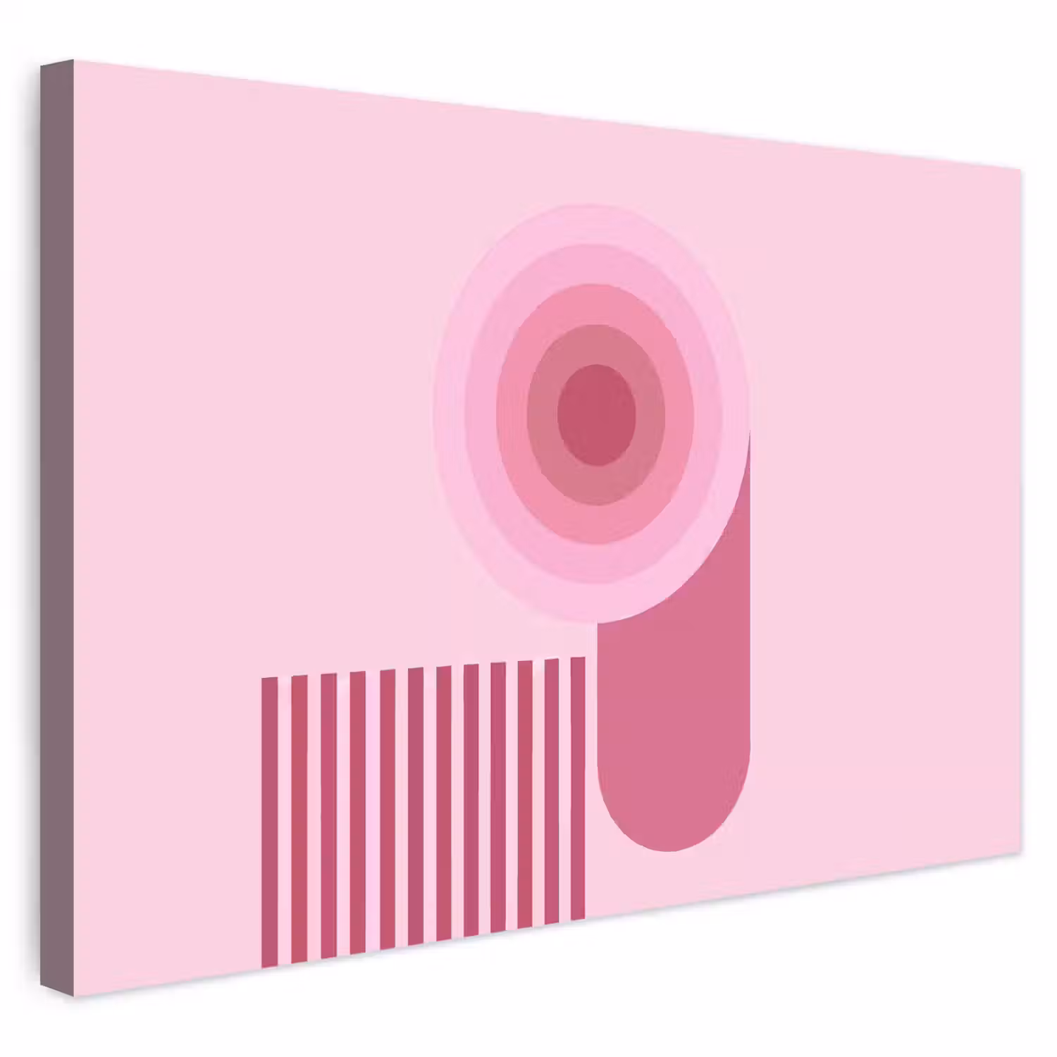 Abstract - Cirkels - Strepen - Modern - Roze Tuinposter op houten frame 2 cm dik klein -3d