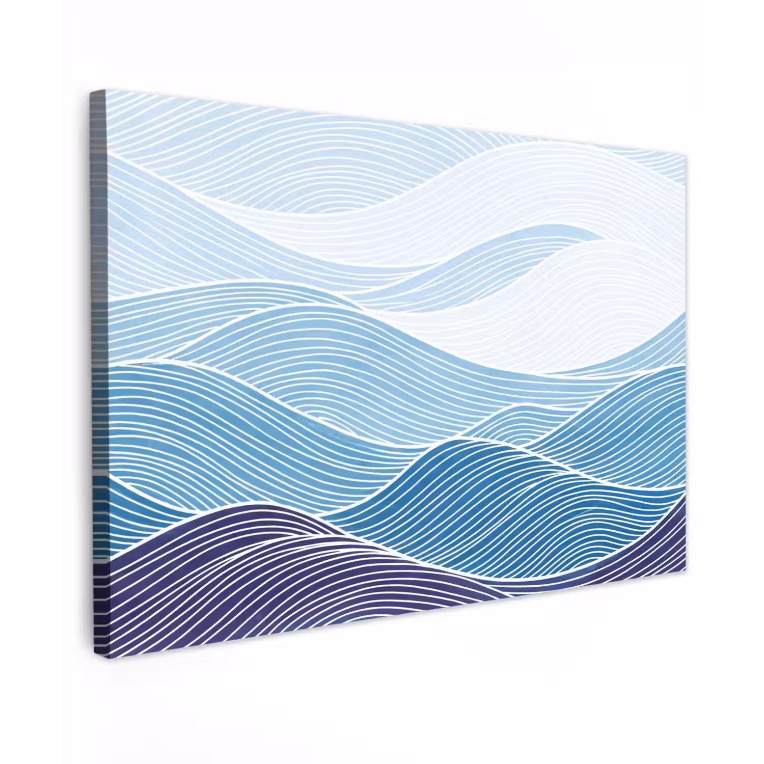 Abstract - Golven - Patroon - Blauw - Modern Tuinposter op houten frame 2 cm dik klein -3d