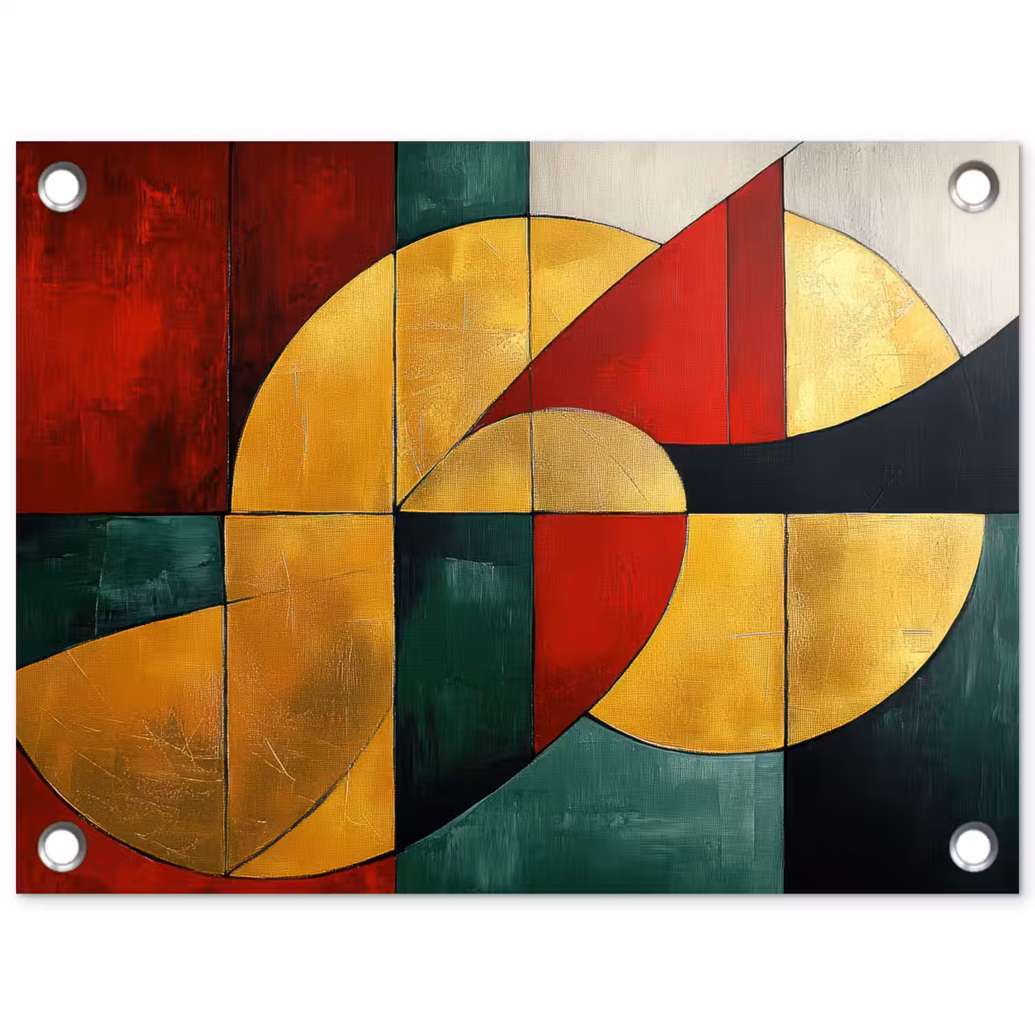 Abstract - Kerst - Goud - Rood - Groen tuinposter los doek klein -3d