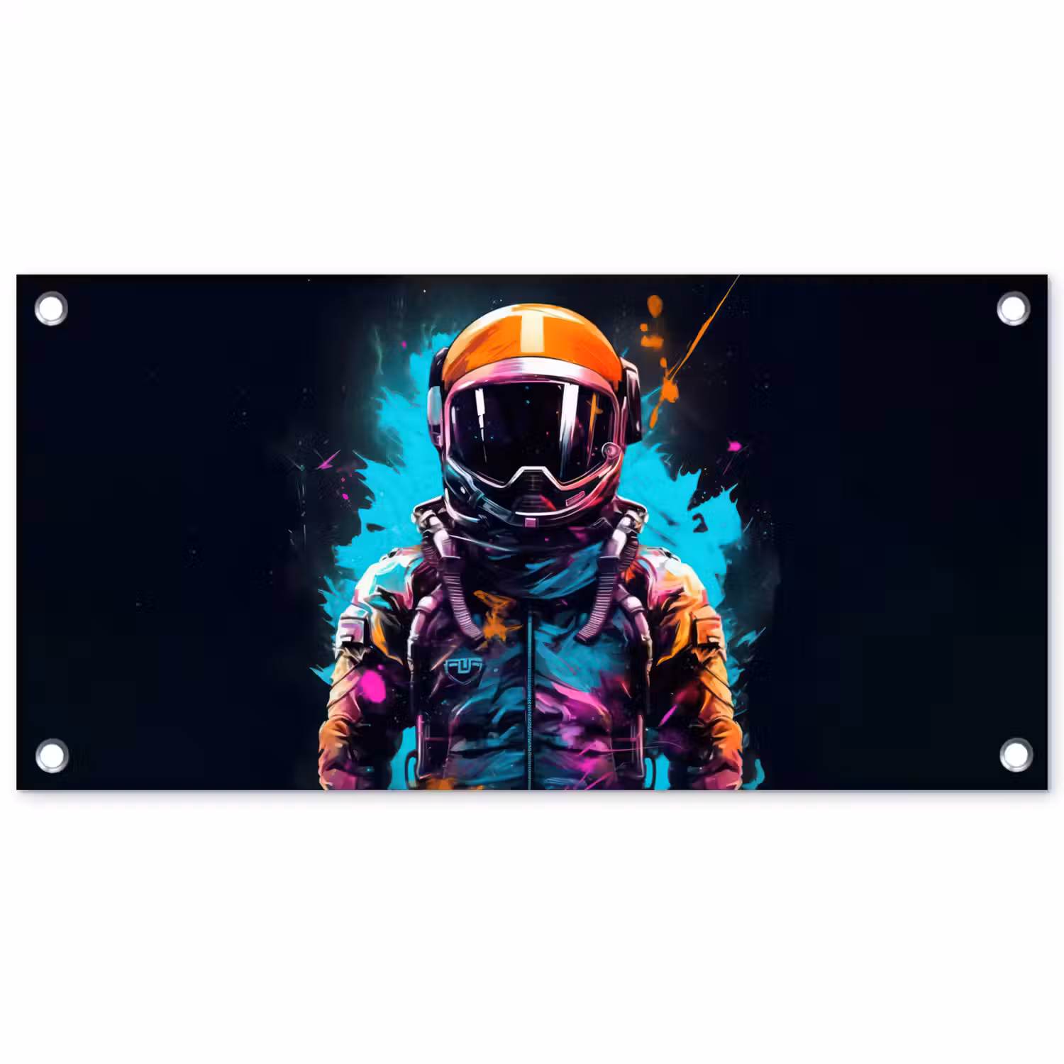 Astronaut - Neon - Gaming - Ruimte tuinposter los doek klein -3d