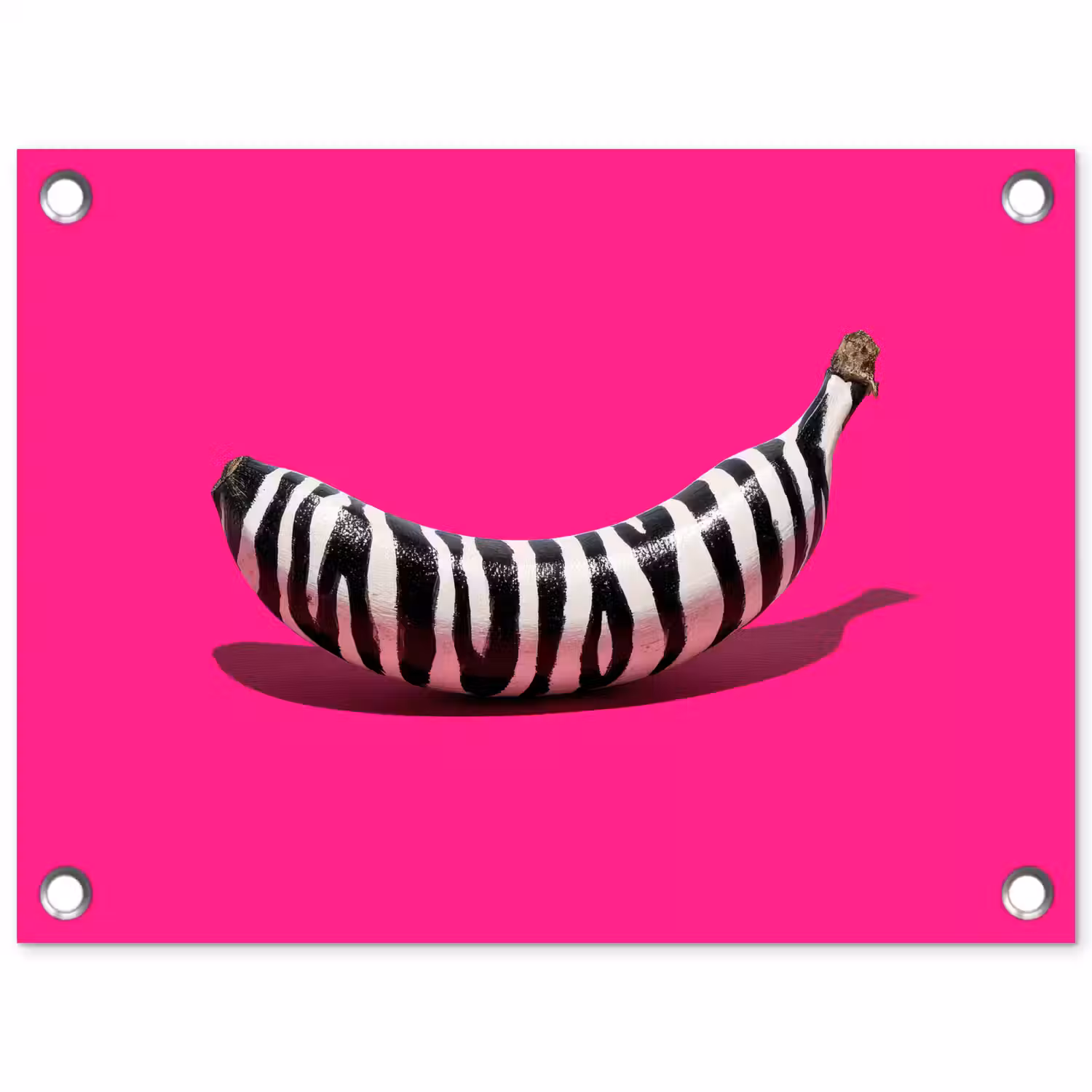 Banaan - Zebraprint - Roze tuinposter los doek klein -3d