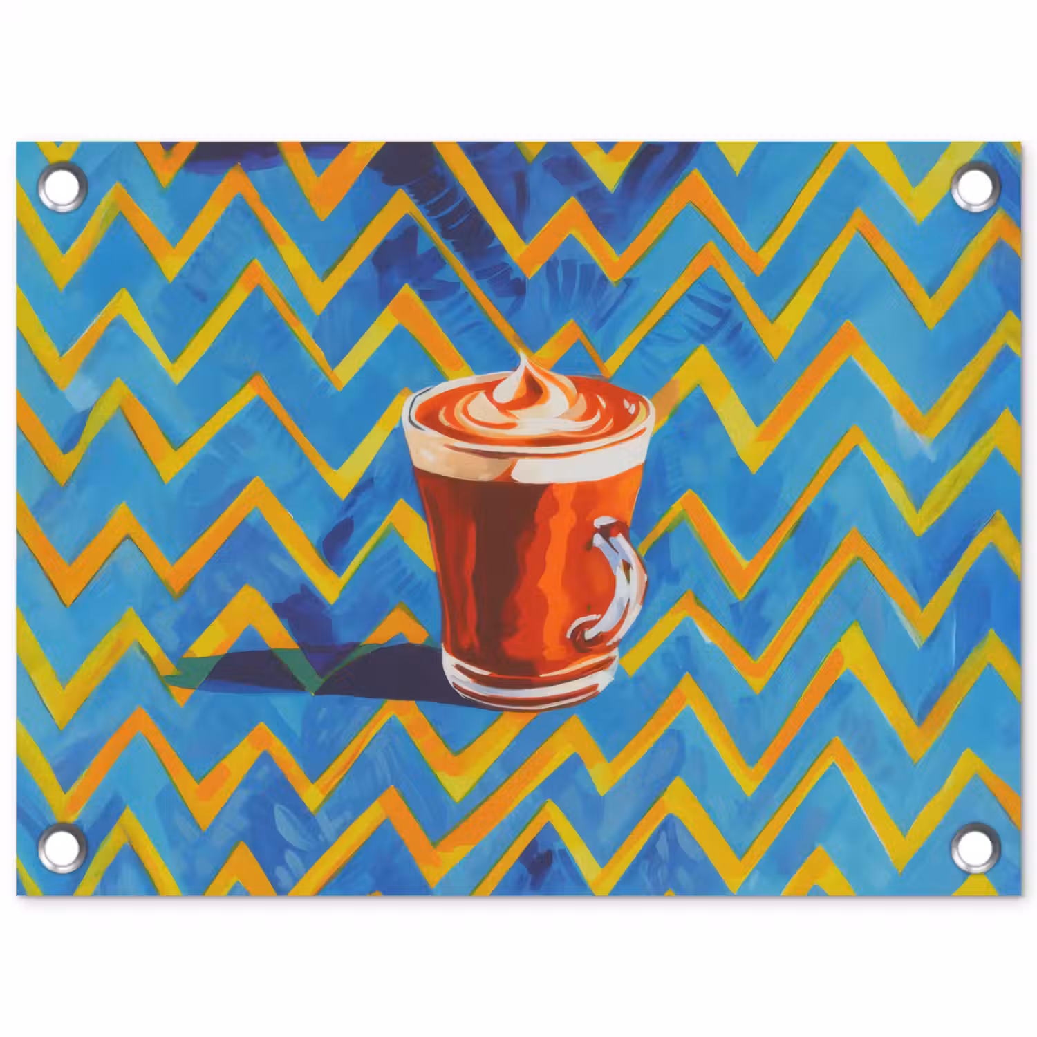 Mok - Koffie - Zigzag - Slagroom tuinposter los doek klein -3d