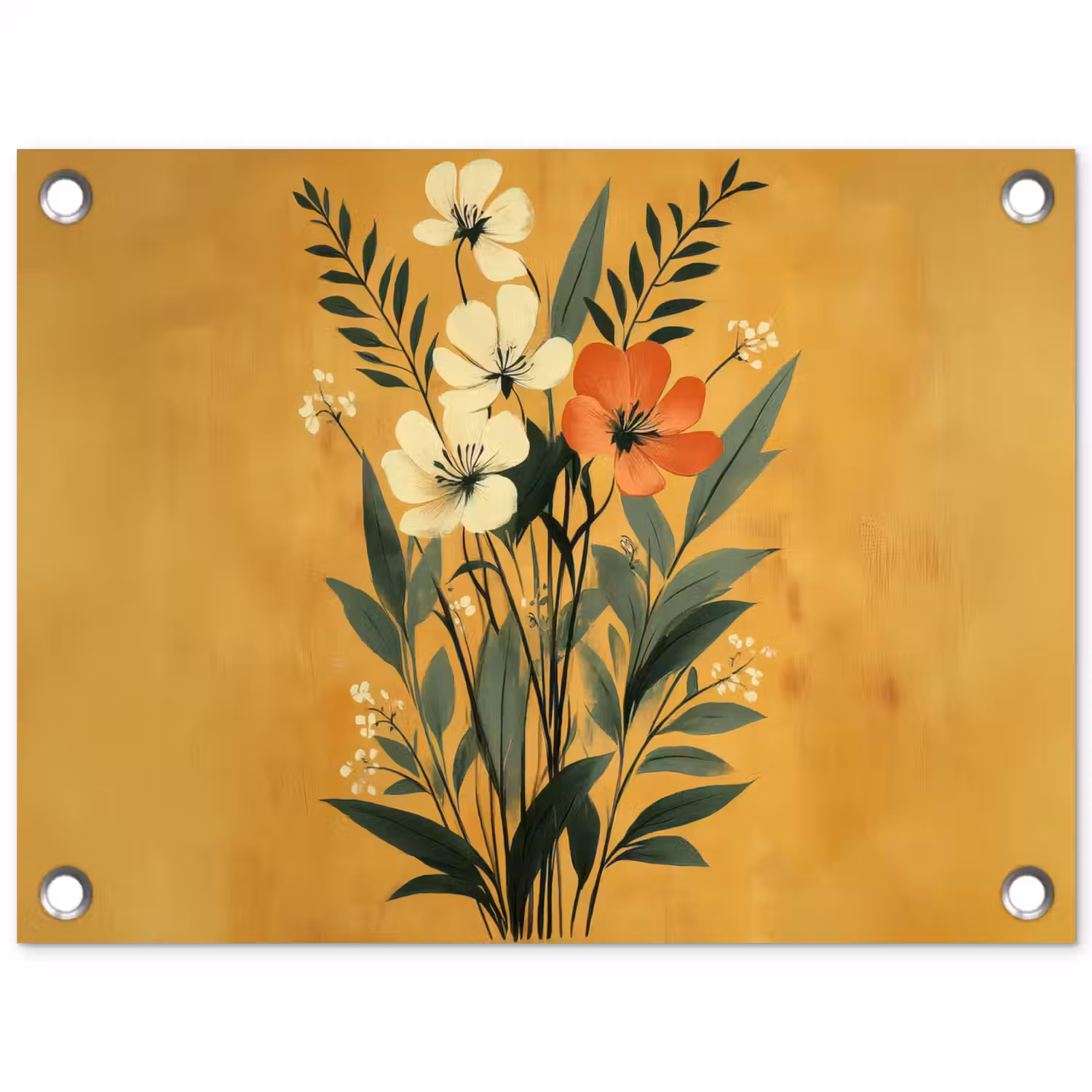 Bladeren - Boeket - Bloemen - Geel tuinposter los doek klein -3d