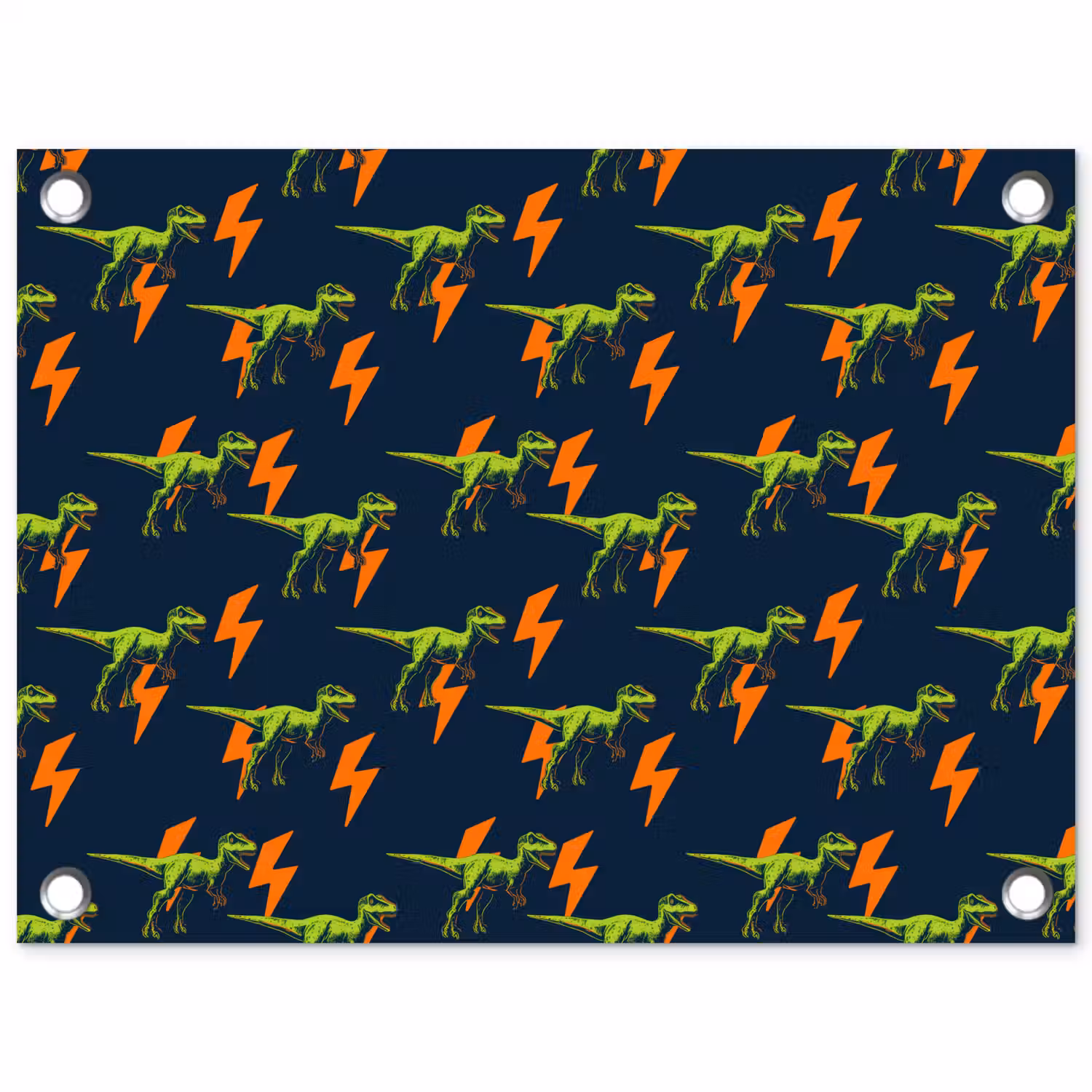 Bliksemschichten - Oranje - Dinosaurussen tuinposter los doek klein -3d