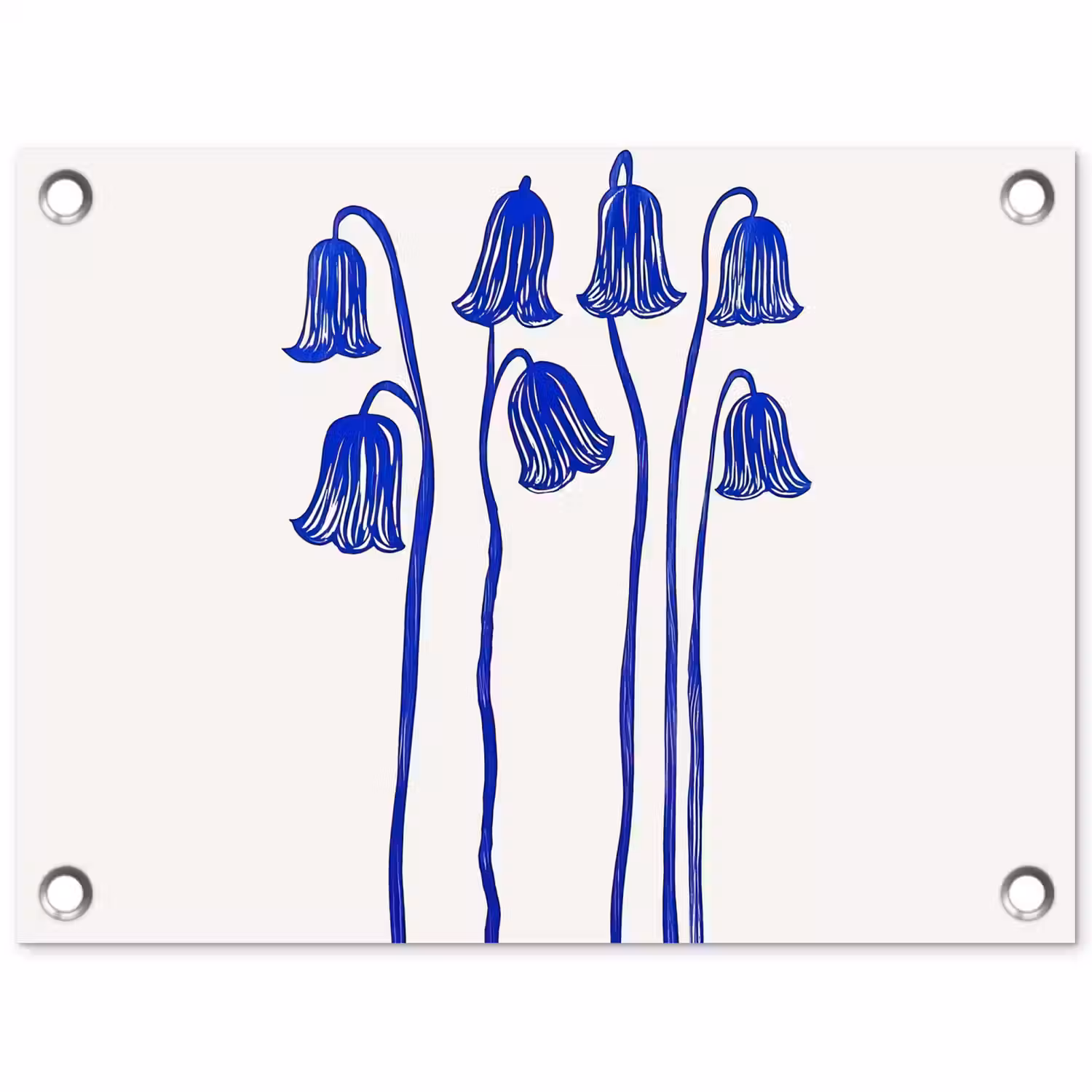 Bloemen - Blauw - Lijnen - Bloemblaadjes tuinposter los doek klein -3d