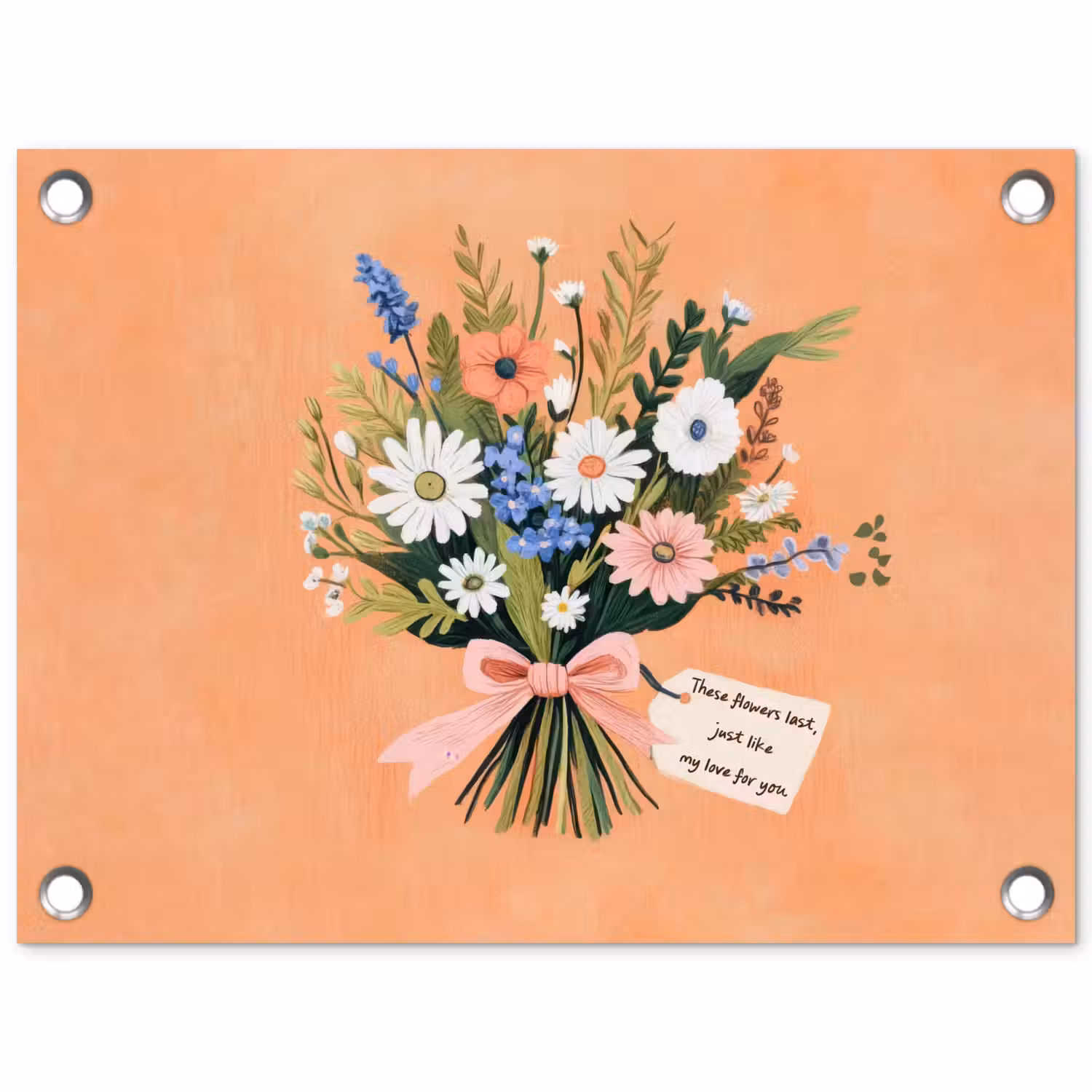 Boeket - Strikje - Quote tuinposter los doek klein -3d