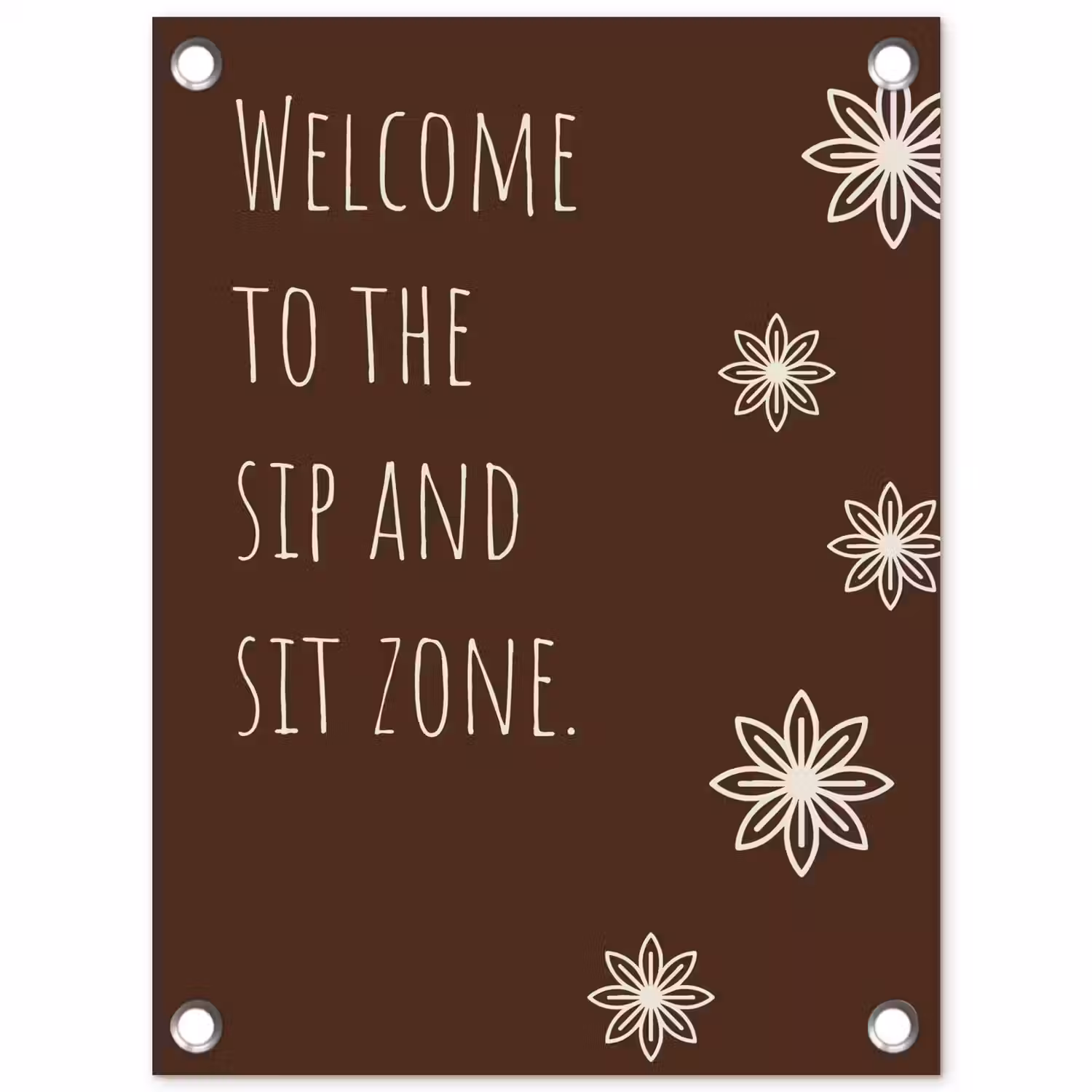 Bruin - Quote - Bloemen - Zomer tuinposter los doek klein -3d