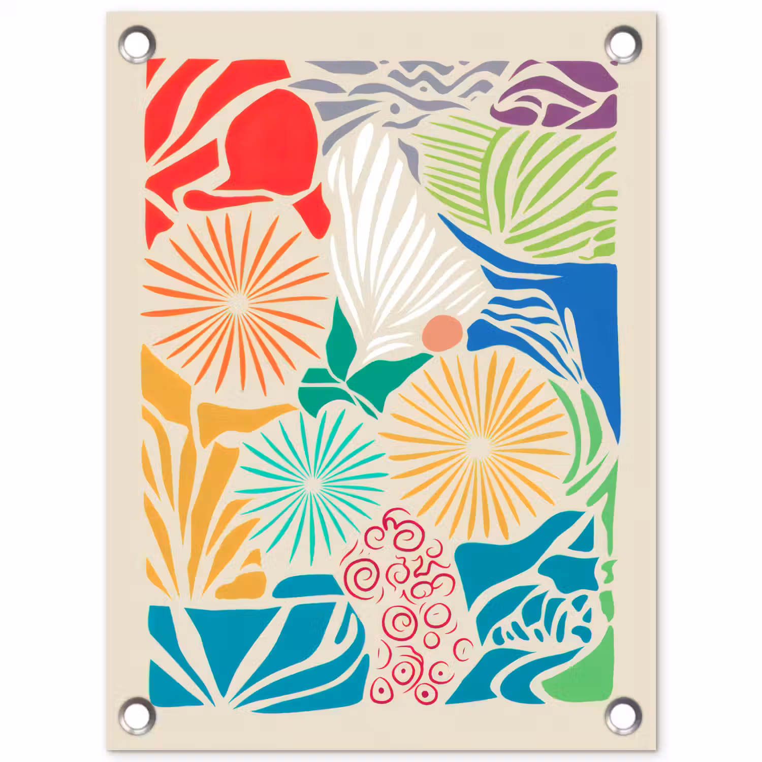 Kleurrijk - Abstract - Bloemen - Patronen tuinposter los doek klein -3d