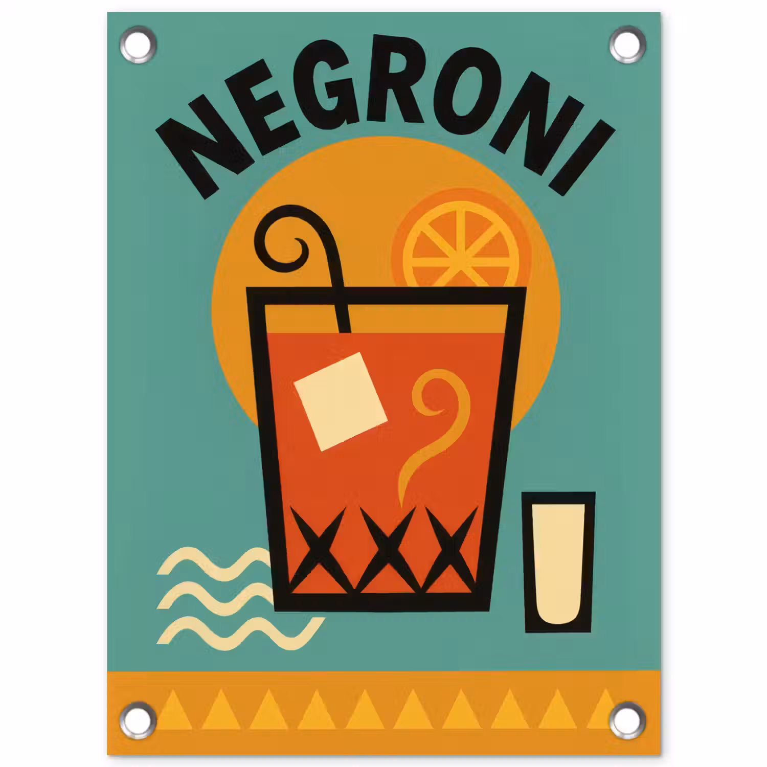 Cocktail - Negroni - Art - Sinaasappel tuinposter los doek klein -3d