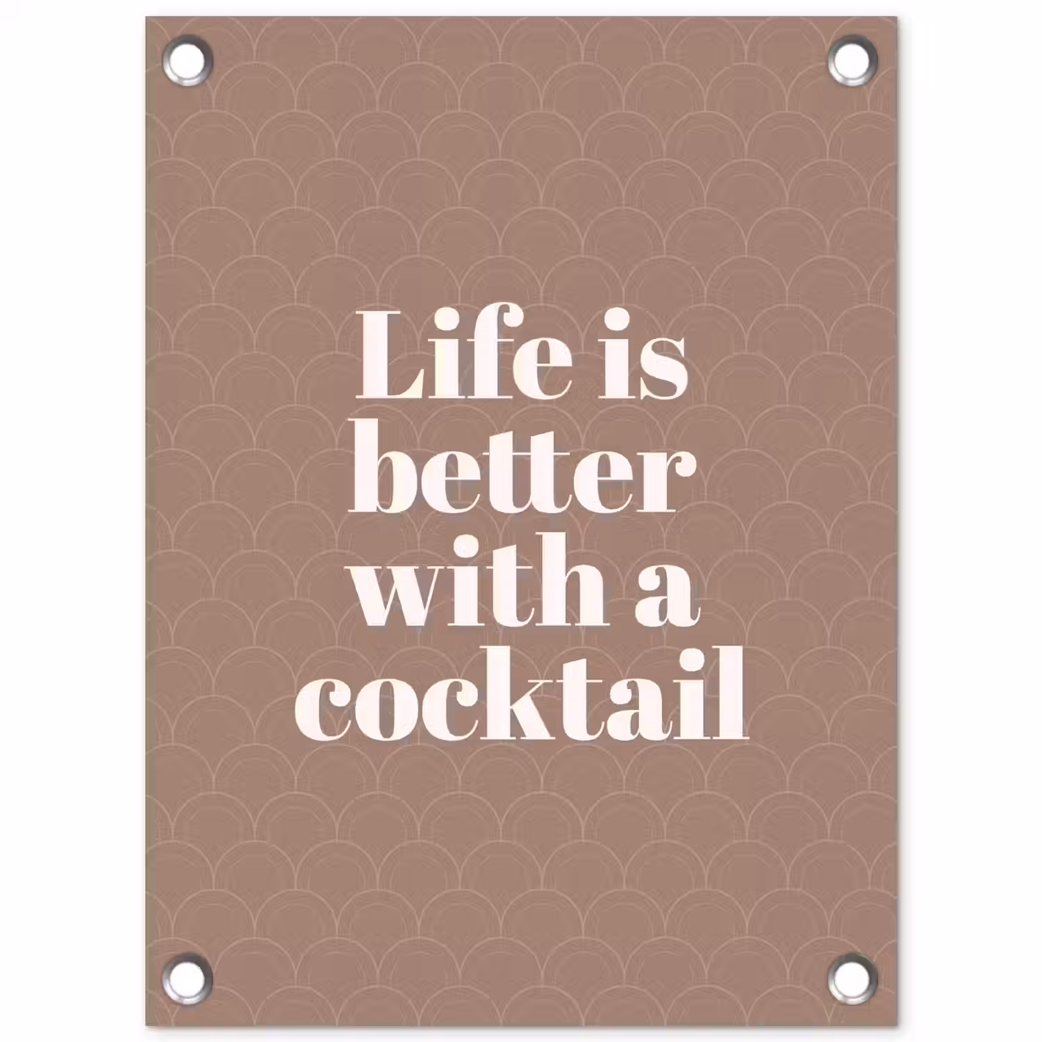 Cocktail - Tekst - Patroon - Wit tuinposter los doek klein -3d