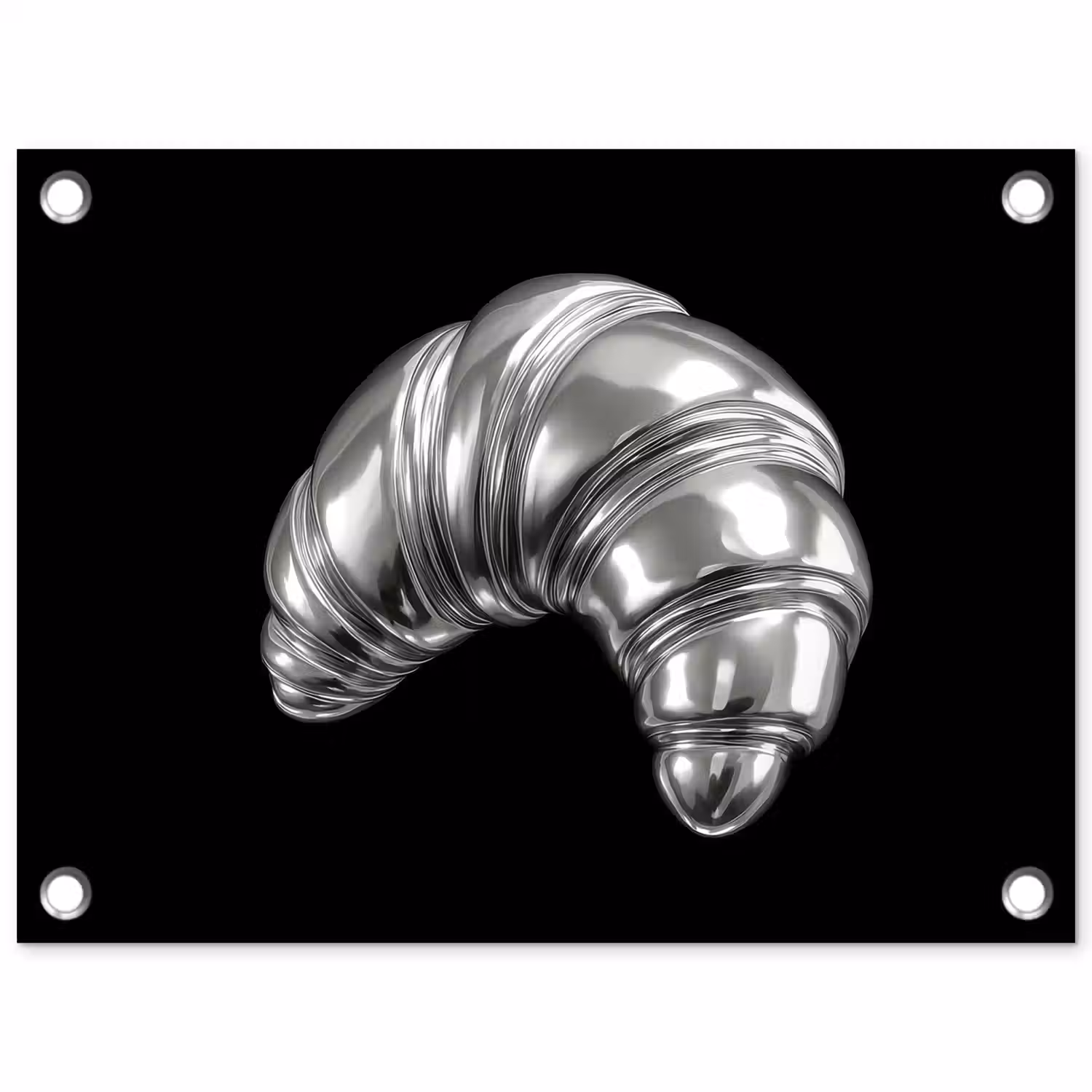 Croissant - Metaal - Zilver tuinposter los doek klein -3d