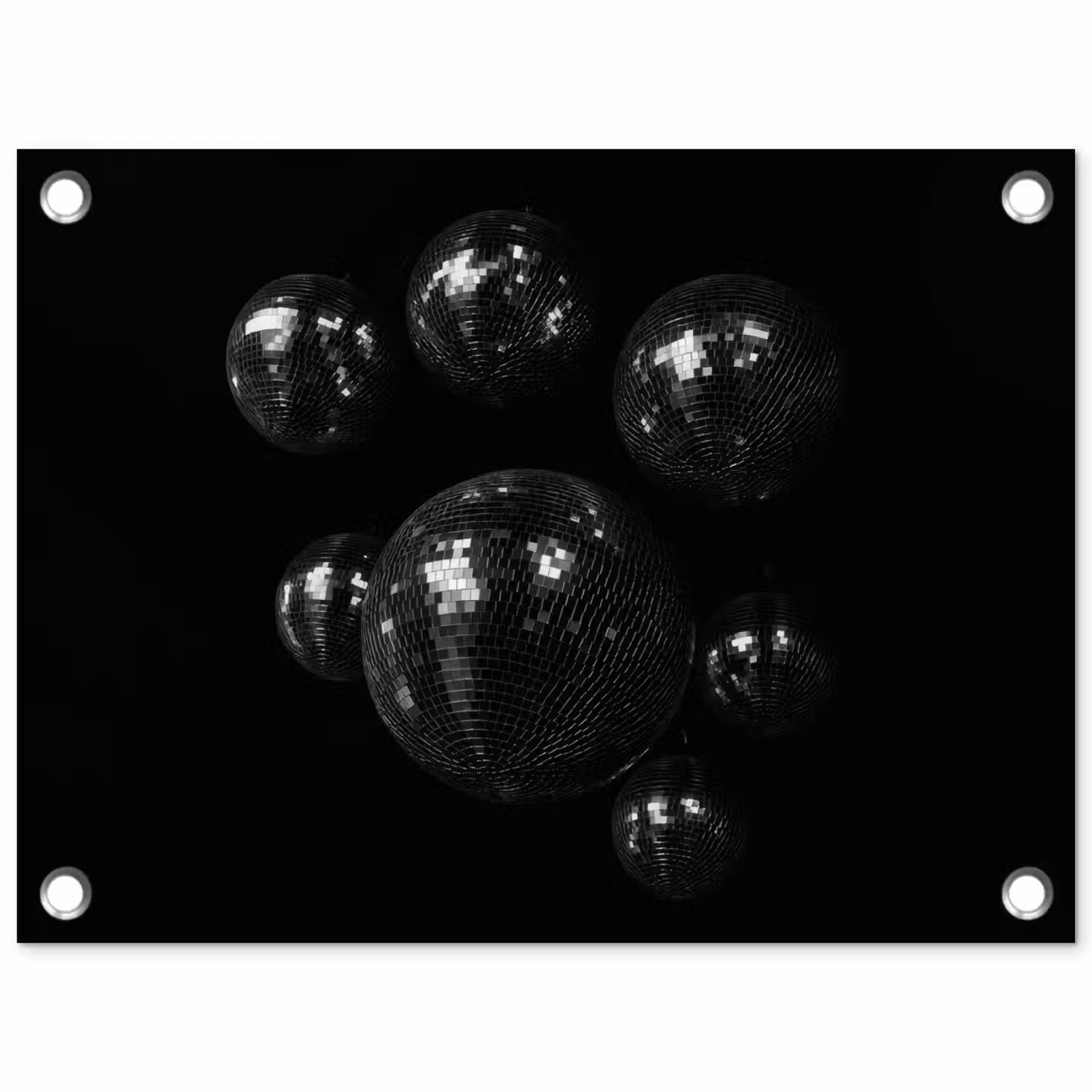 Discoballen - Minimalistisch - Zwart tuinposter los doek klein -3d
