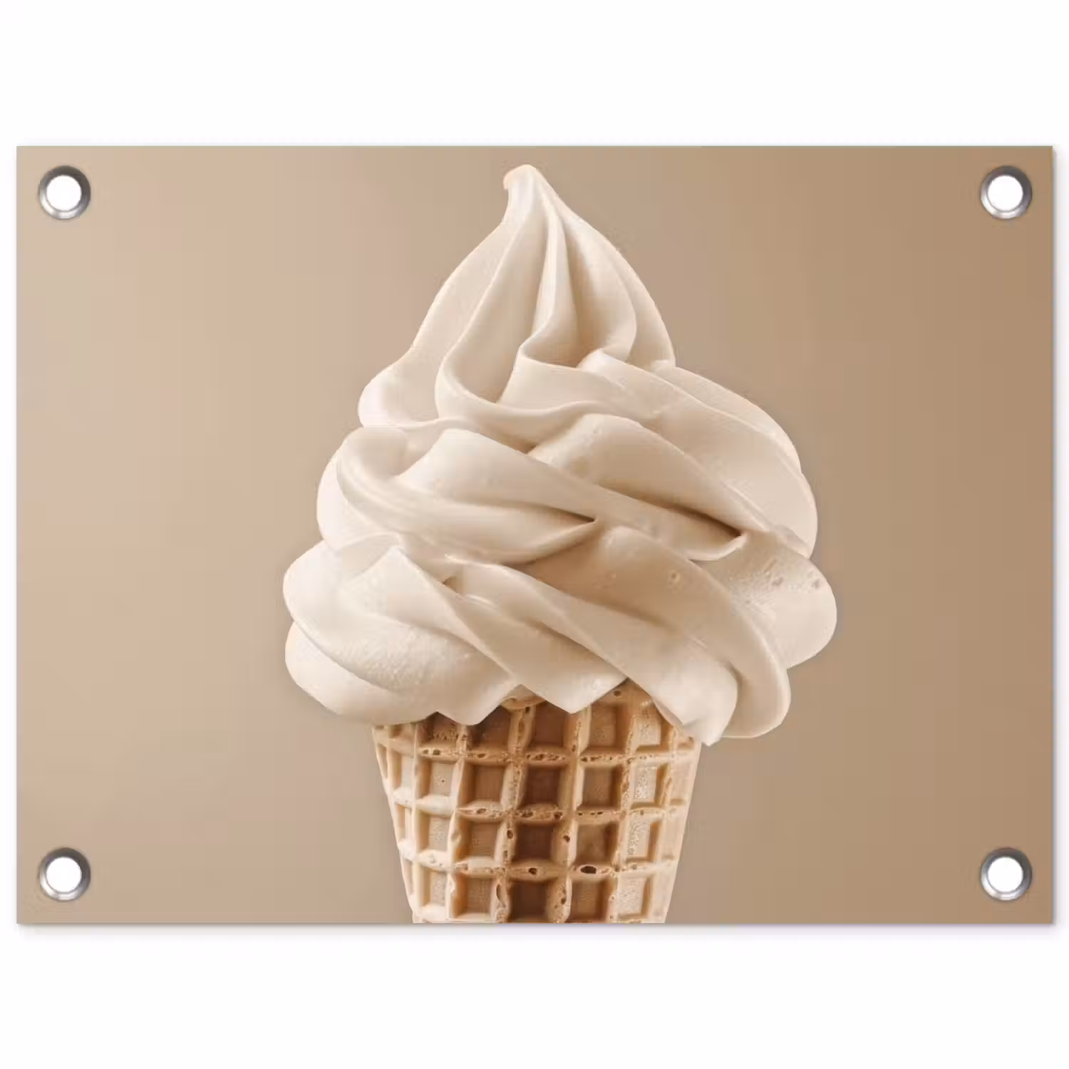 IJs - Softijs - Romig - Hoorntje - Beige tuinposter los doek klein -3d