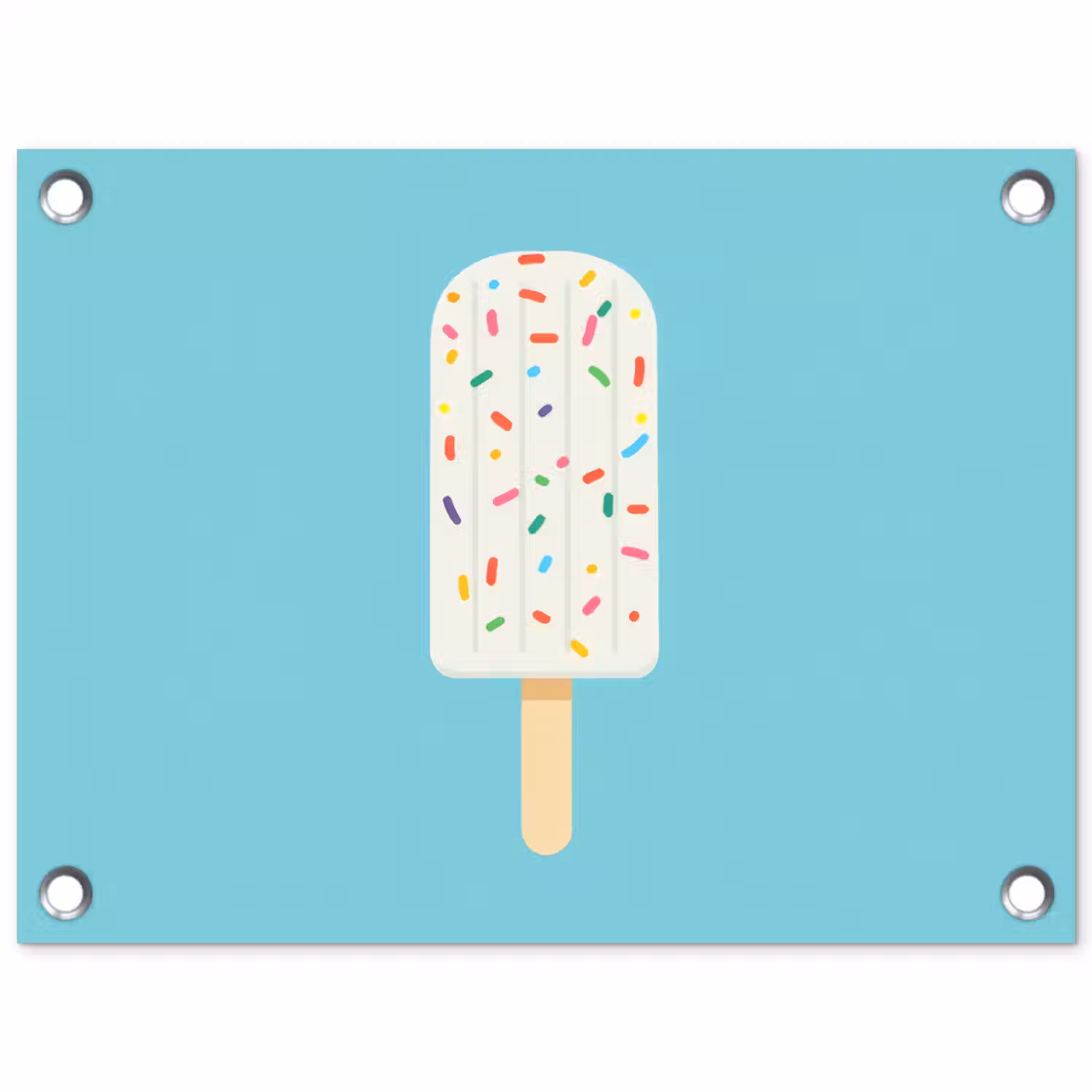 Ijsje - Stokje - Sprinkles - Lichtblauw tuinposter los doek klein -3d