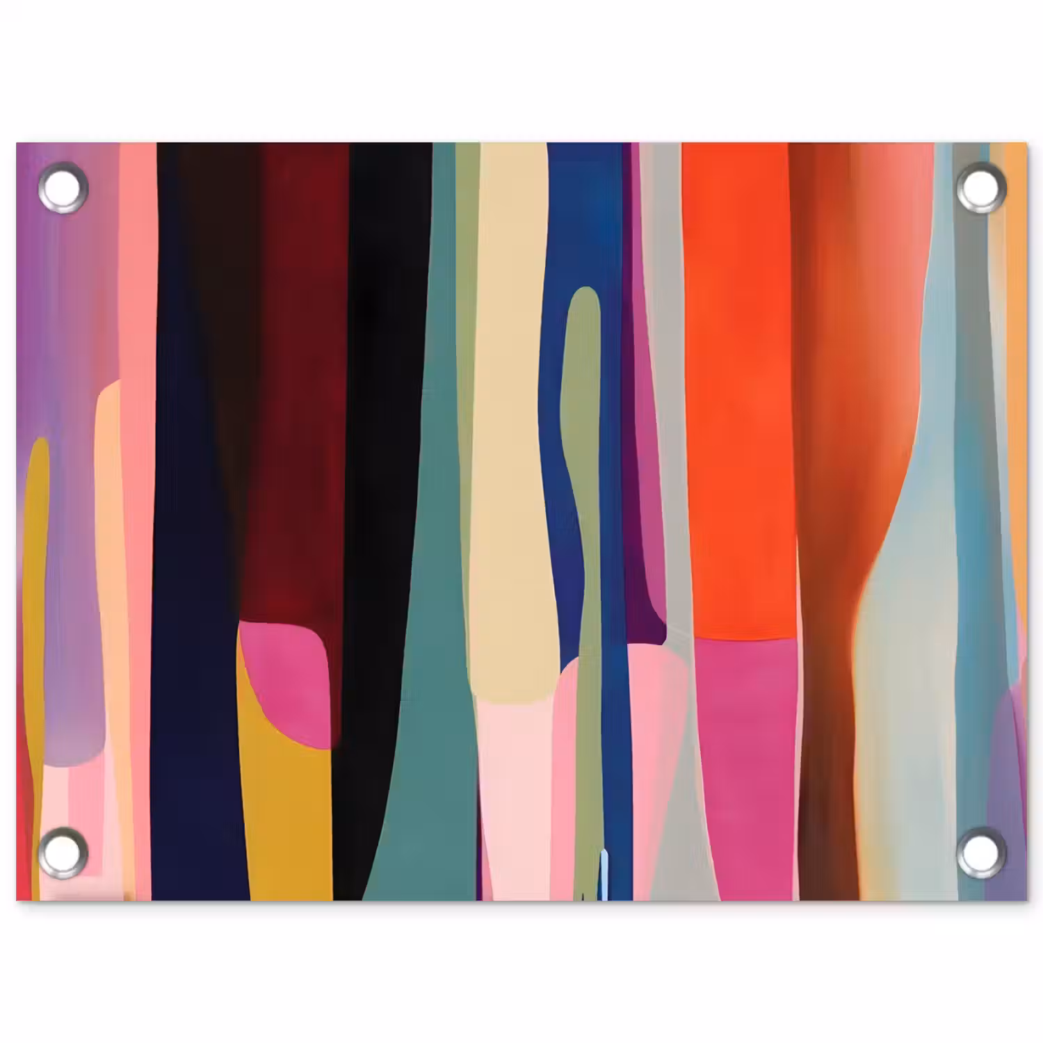 Kleurbanen - Verticaal - Kleurrijk tuinposter los doek klein -3d