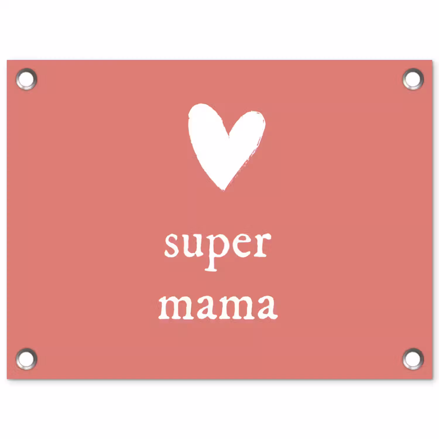 Presentje voor Moederdag super mama roze/wit tuinposter los doek klein -3d