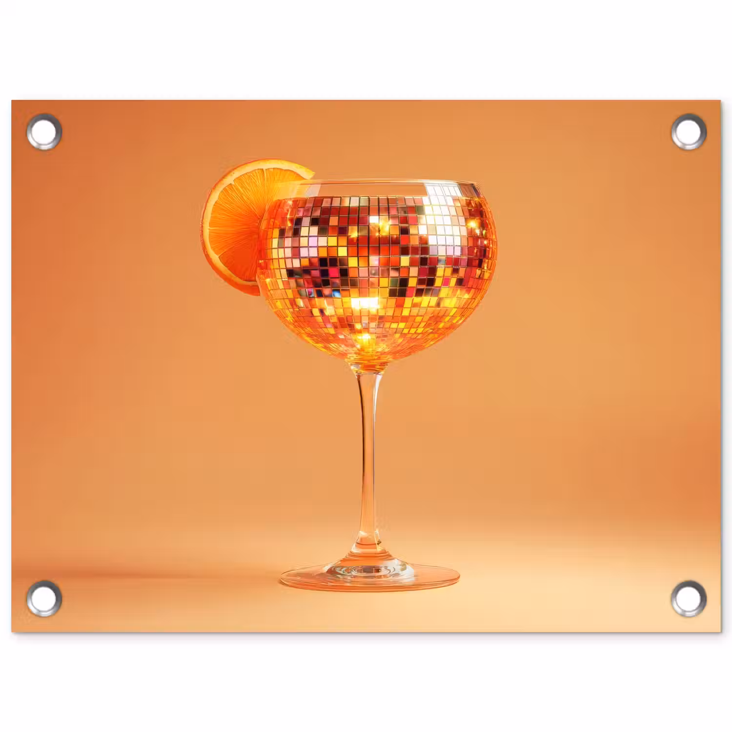 Drank - Oranje - Glitter - Disco tuinposter los doek klein -3d