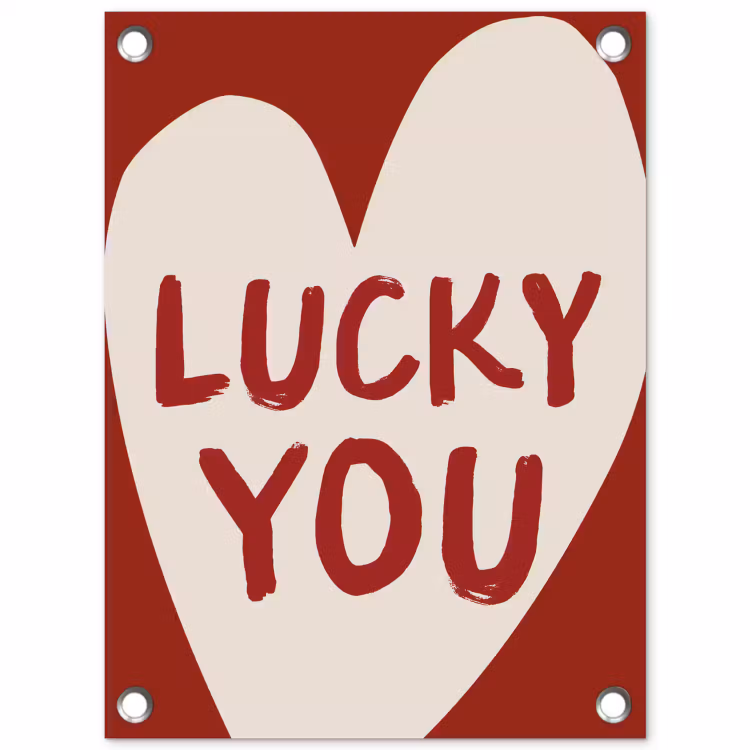 Lucky - Hart - Rood tuinposter los doek klein -3d