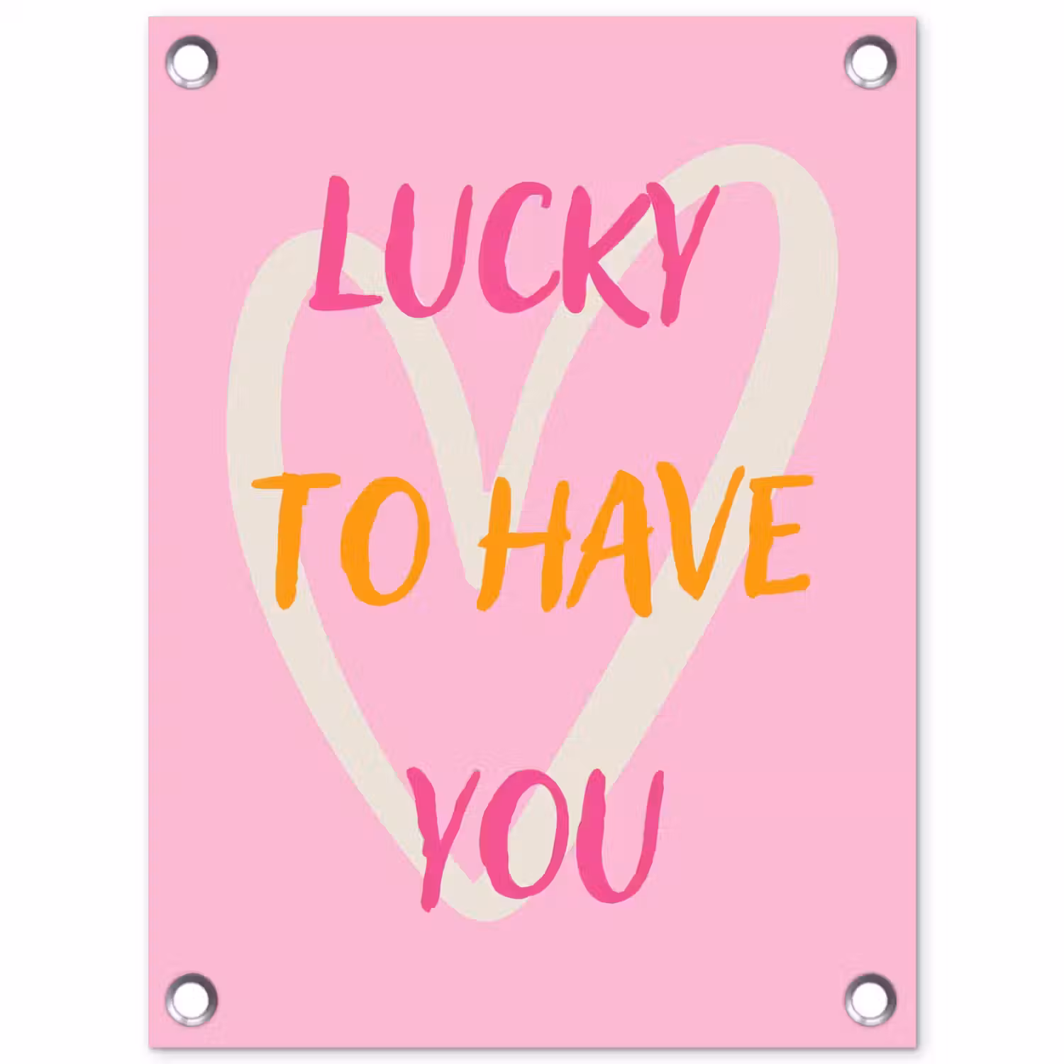 Lucky - Love - Valentijn - Roze tuinposter los doek klein -3d