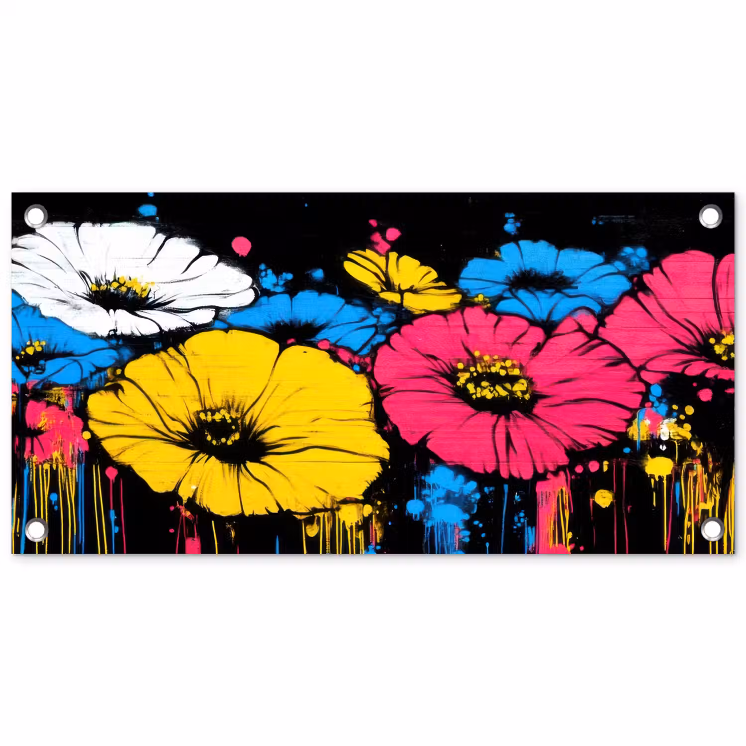 Graffiti - Bloemen - Kleur tuinposter los doek klein -3d
