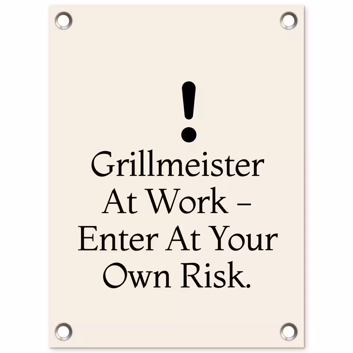 Grill - Uitroepteken - Zwart - Tekst tuinposter los doek klein -3d