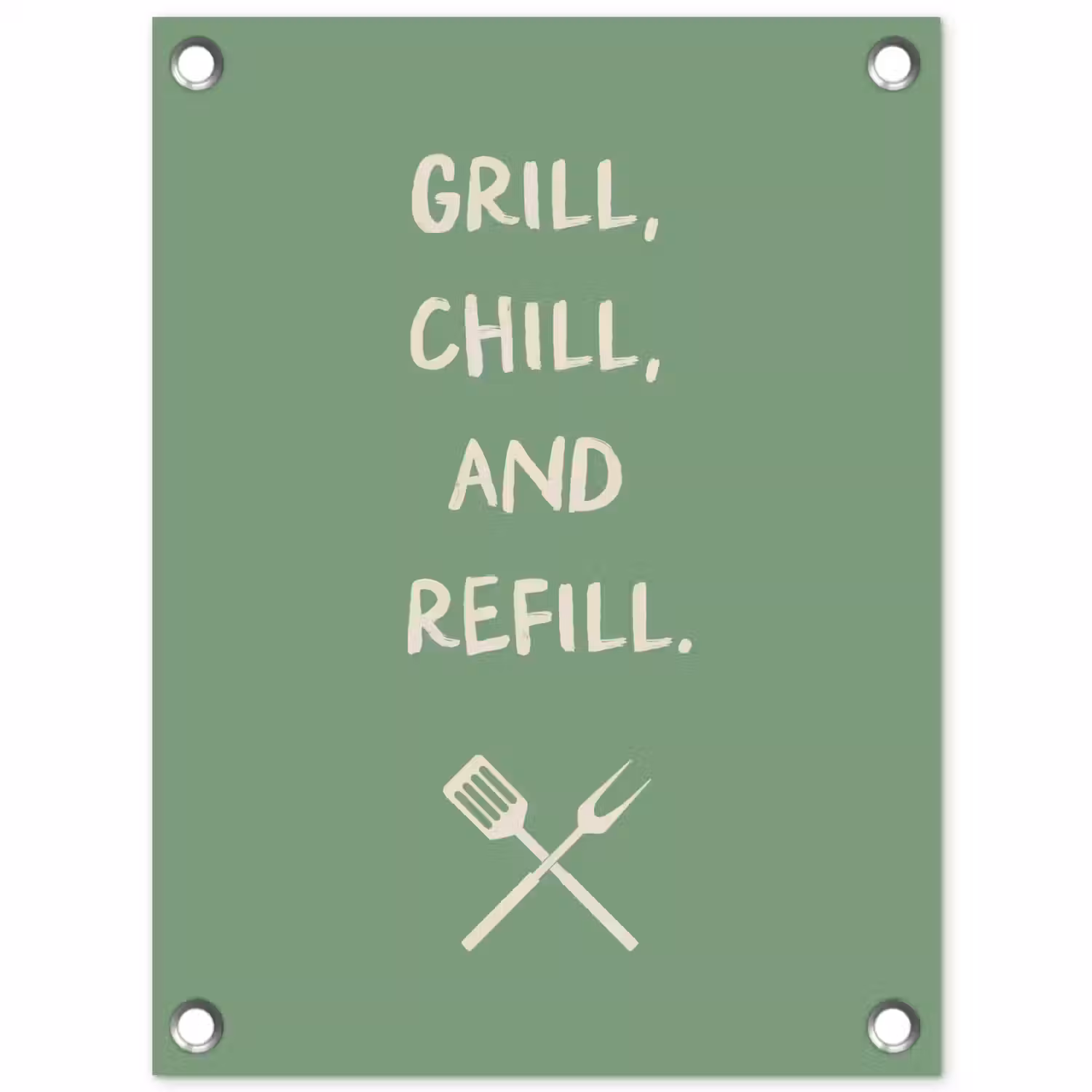 Grill - Groen - Zomer - Quote tuinposter los doek klein -3d