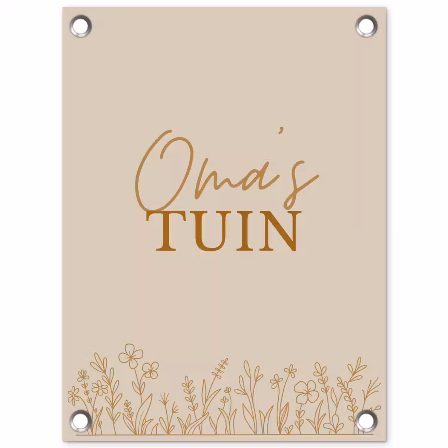 Oma's Tuin met bloemen tuinposter los doek klein -3d