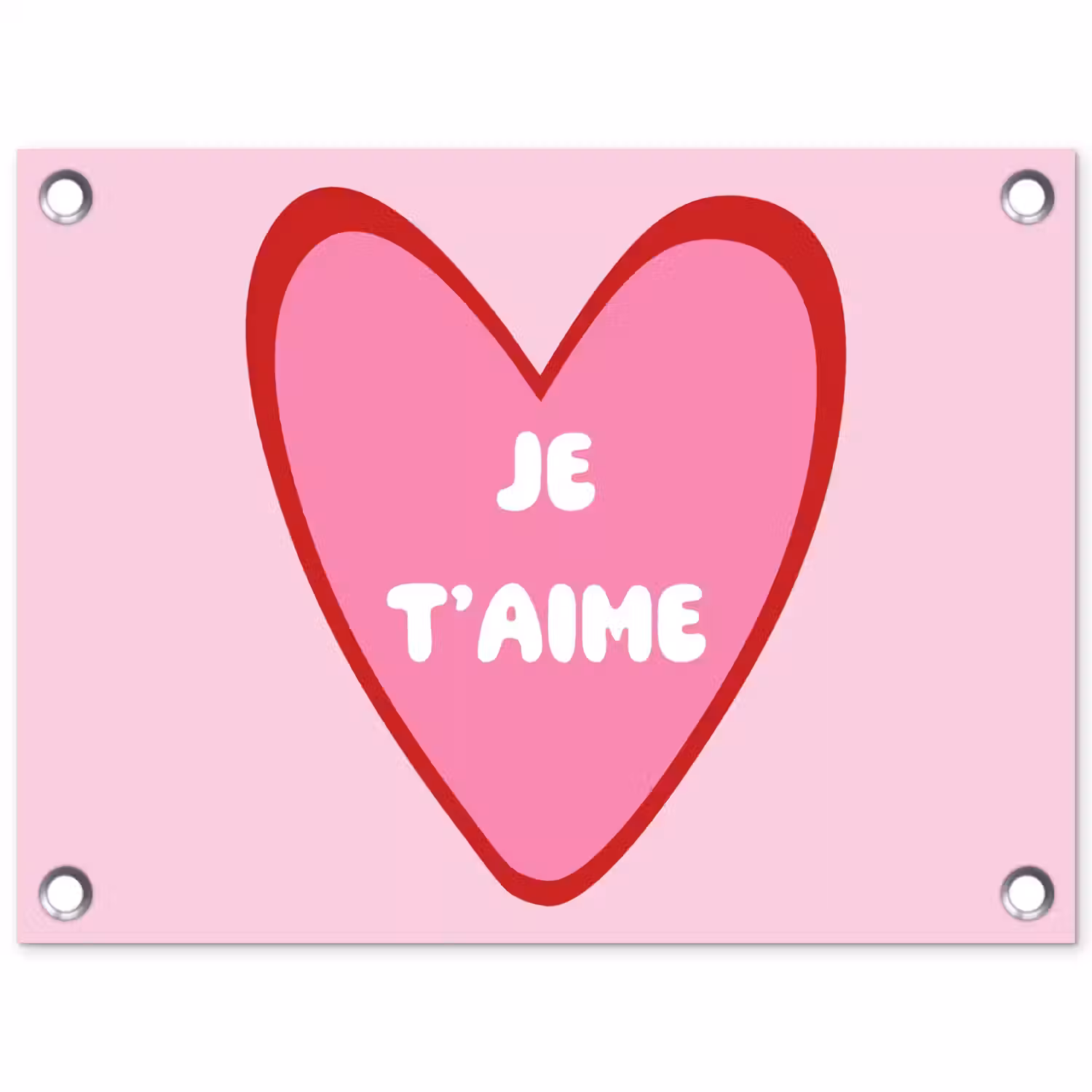 Hart - Frans - Valentijn - Roze tuinposter los doek klein -3d