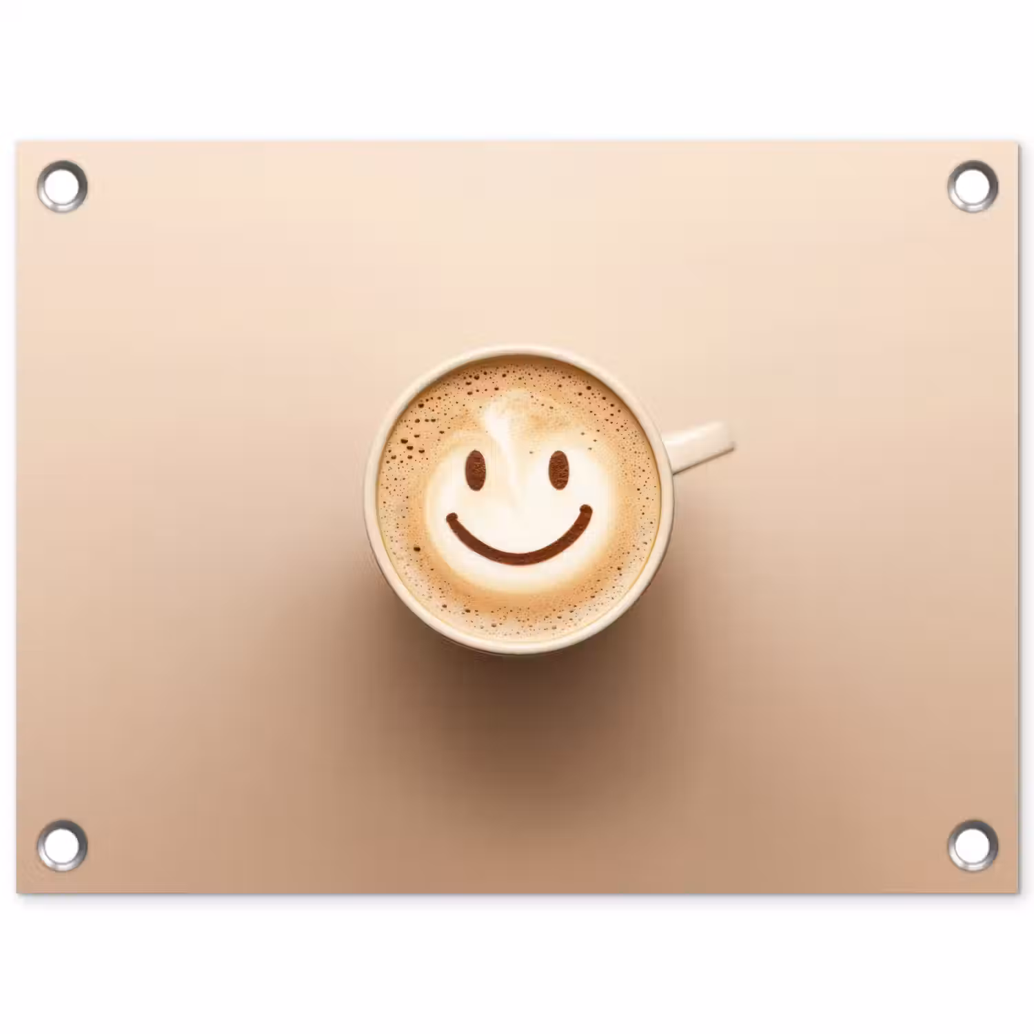 Koffie - Melkschuim - Lach - Beige tuinposter los doek klein -3d