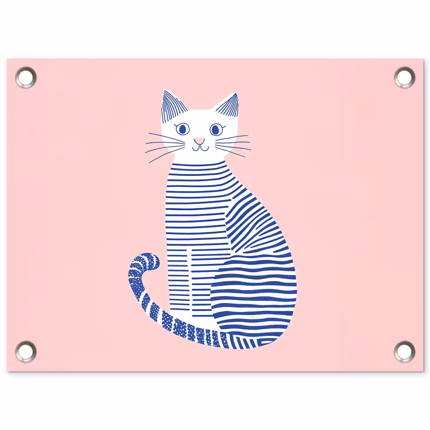 Kat - Illustratie - Minimalistisch - Roze tuinposter los doek klein -3d