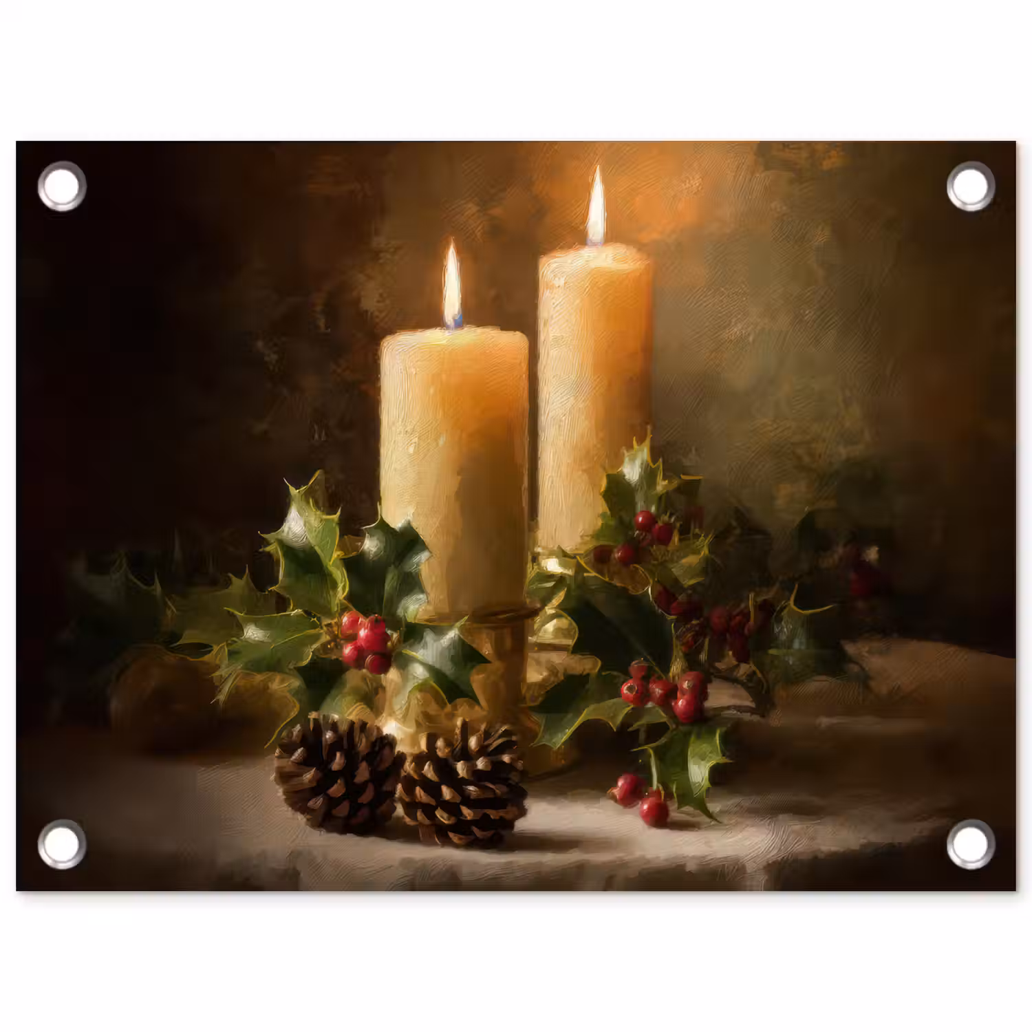 Kaarslicht - Kerst - Veelkleurig tuinposter los doek klein -3d