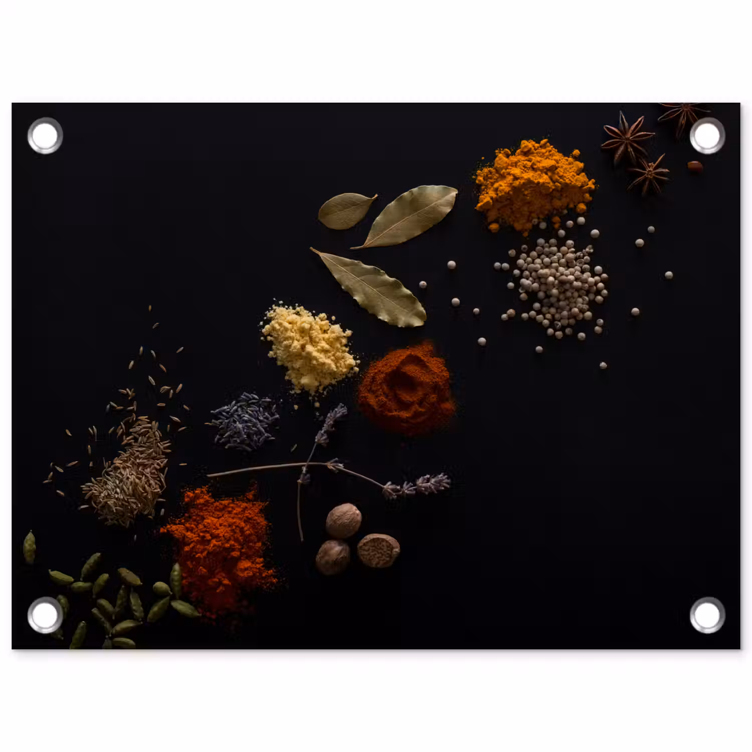 Kruiden - Zwart - Specerijen - Keuken - Koken tuinposter los doek klein -3d