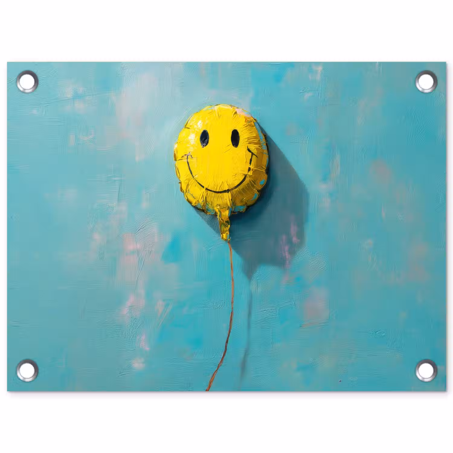Ballon - Geel - Smiley tuinposter los doek klein -3d