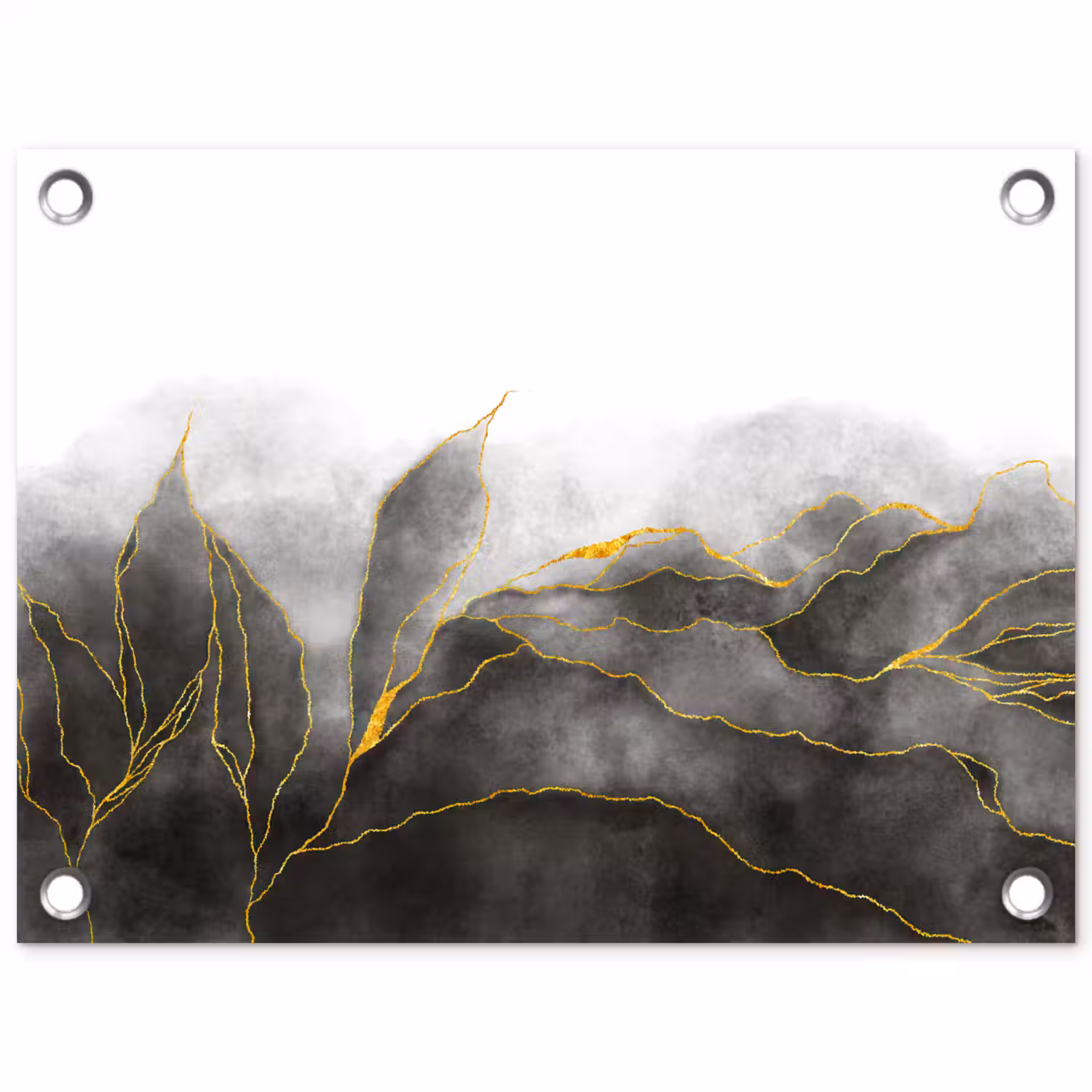 Marmer - Zwart - Goud - Luxe - Marmerlook tuinposter los doek klein -3d