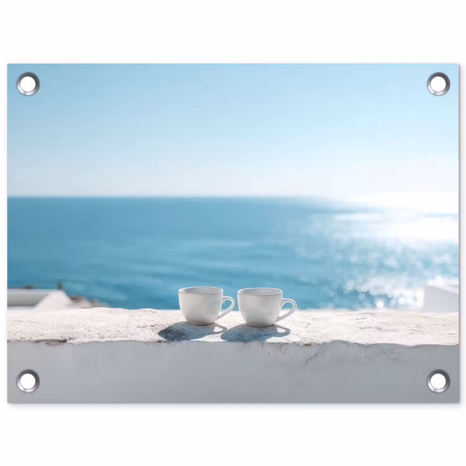 Zee - Koffiekopjes - Zomers tuinposter los doek klein -3d