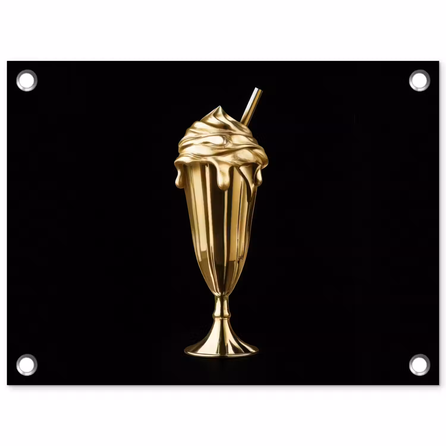 Milkshake - Goud - Drinken - Zwart tuinposter los doek klein -3d
