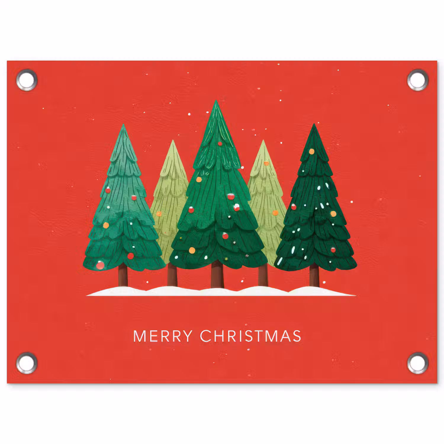 Minimalistisch - Kerstbomen - Rood - Sneeuw tuinposter los doek klein -3d