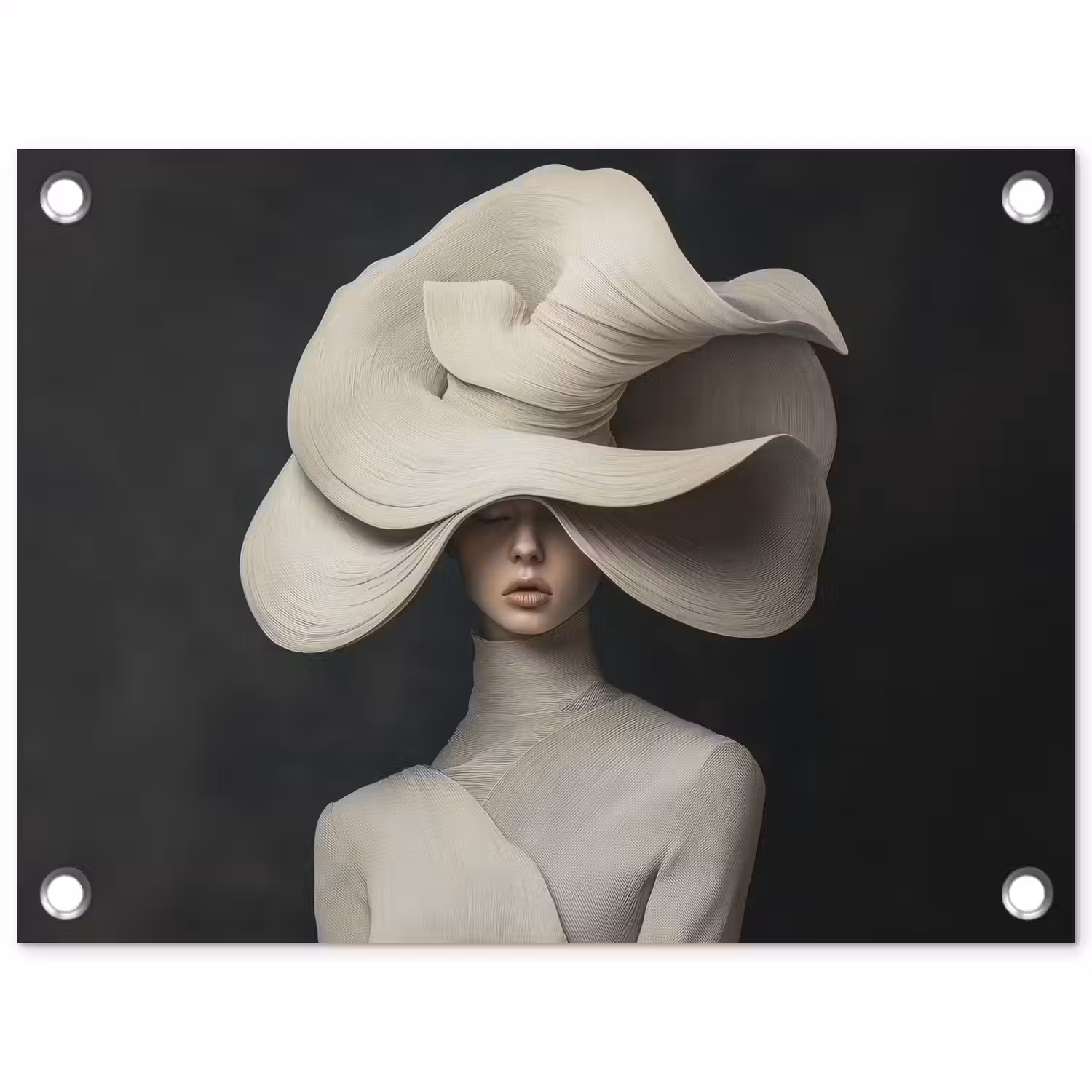 Modern - Vrouw - Hoed tuinposter los doek klein -3d